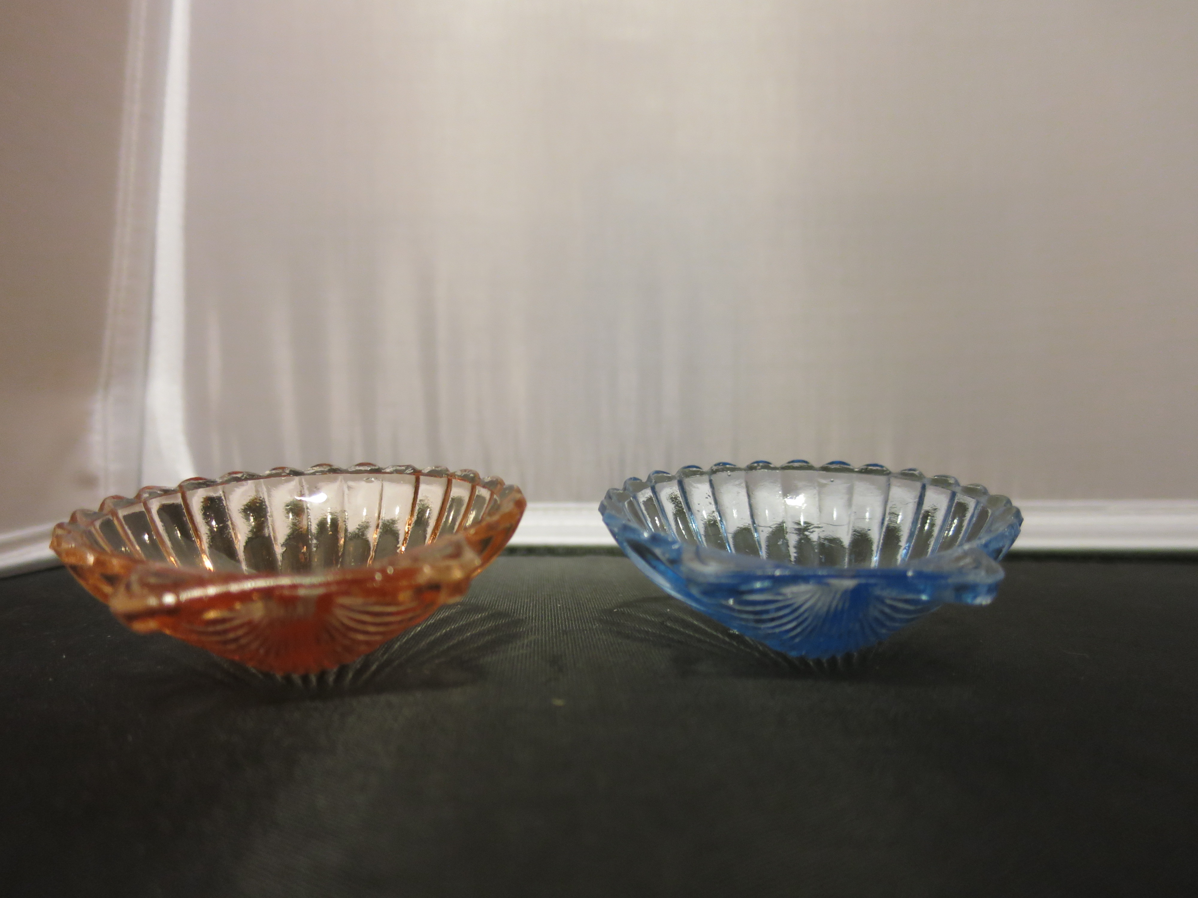 Clam Shell Salt Cellar Pair Aqua Blue and Pink