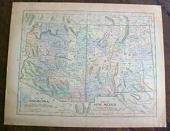 MAP Washington Oregon Arizona New Mexico 1901