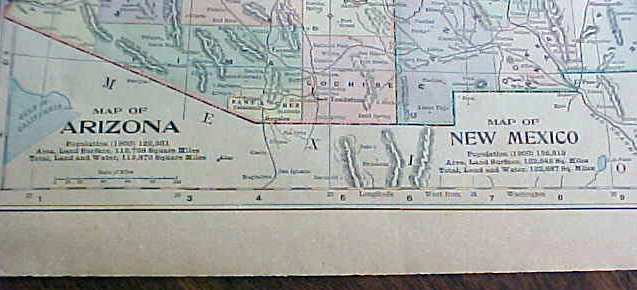 MAP Washington Oregon Arizona New Mexico 1901