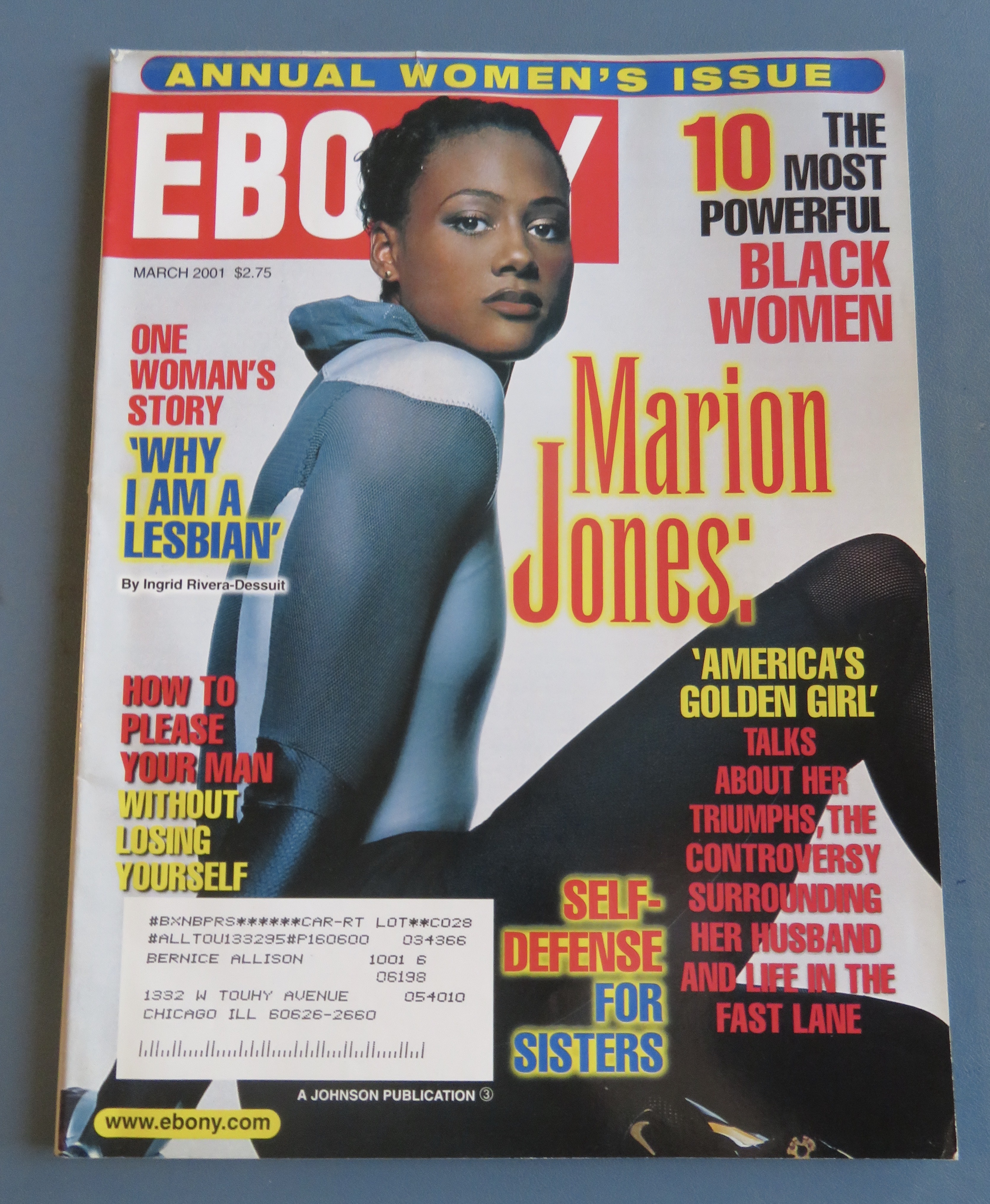 Ebony Magazine - March 2001 - Marion Jones