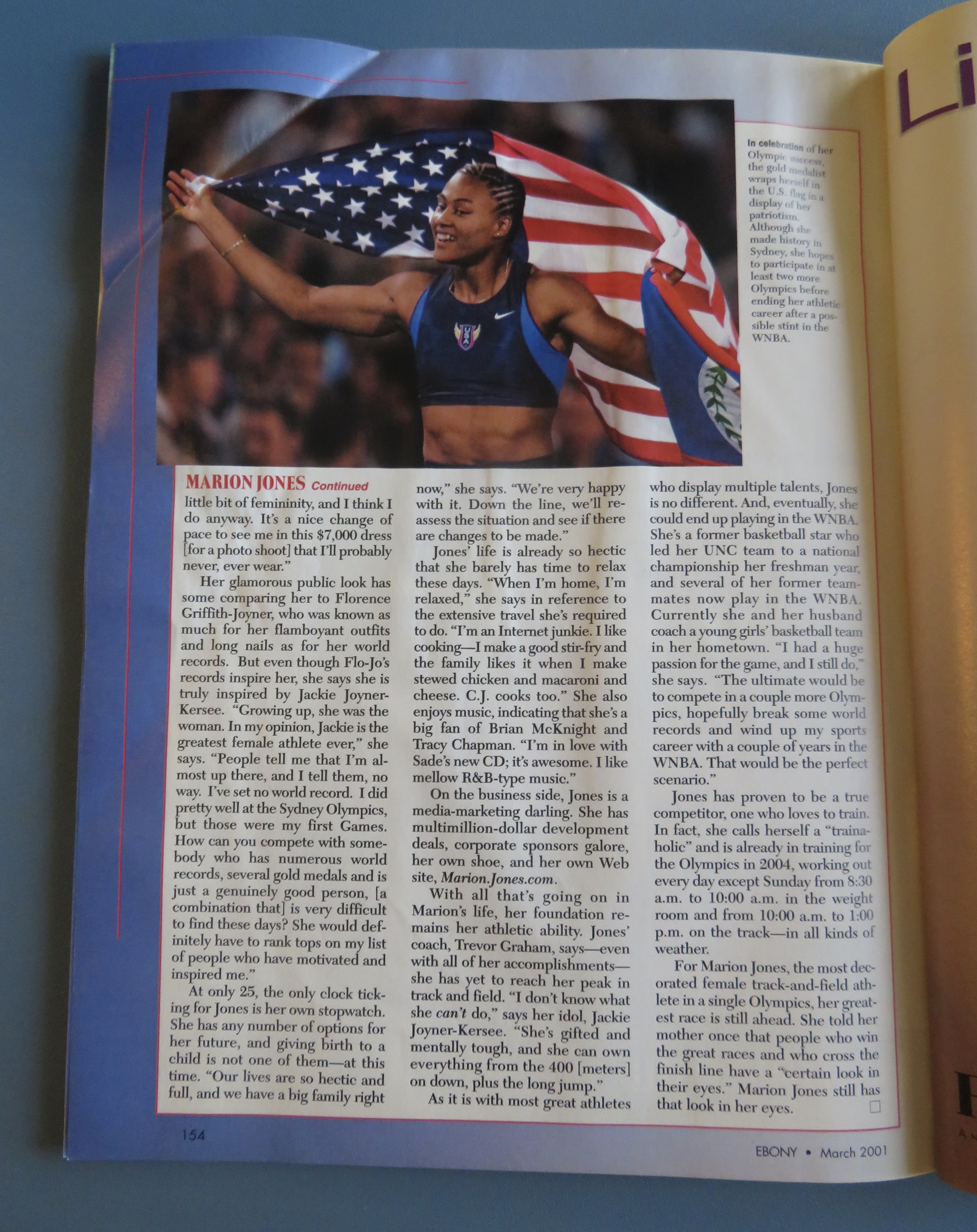 Ebony Magazine - March 2001 - Marion Jones
