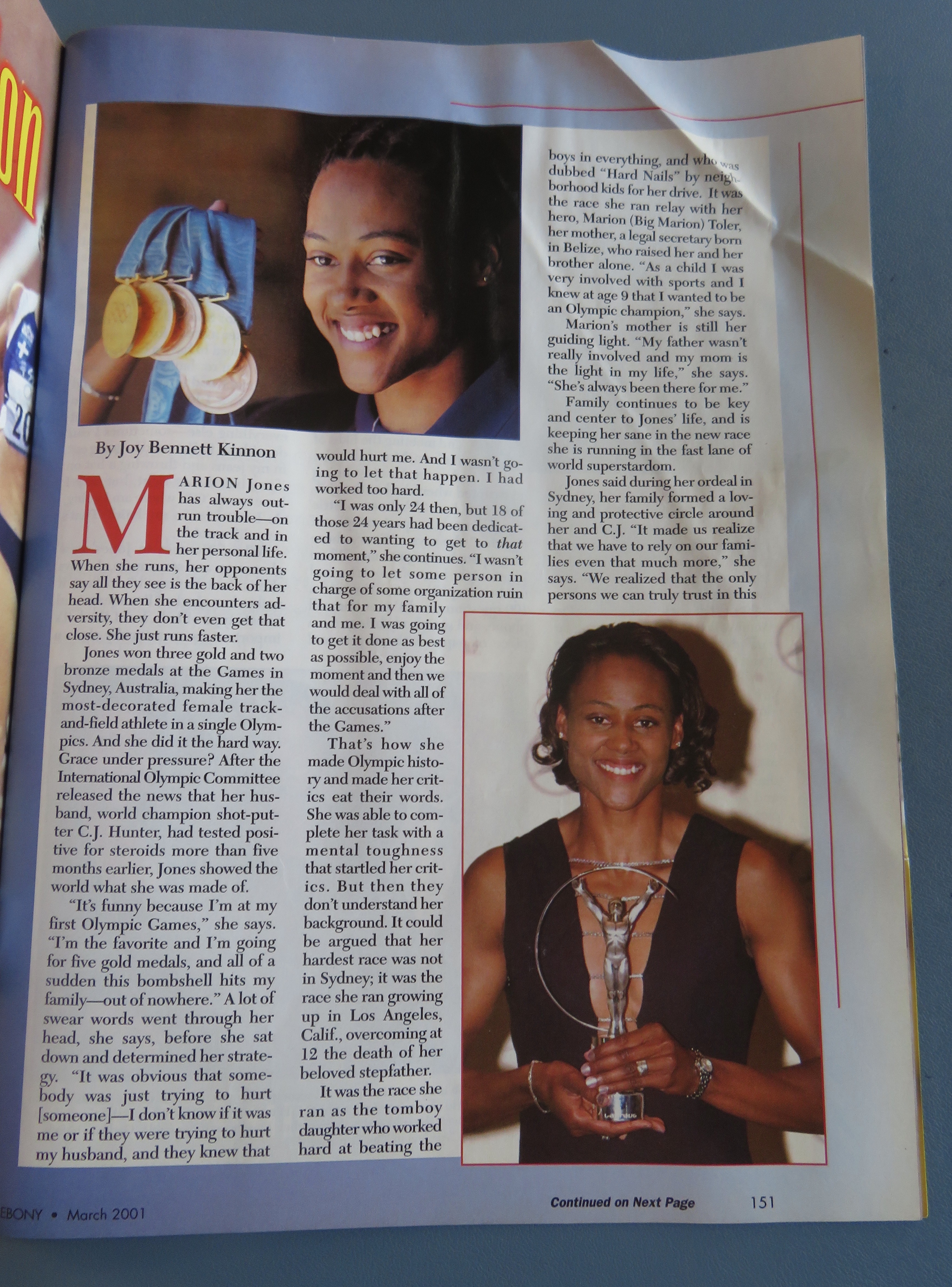 Ebony Magazine - March 2001 - Marion Jones
