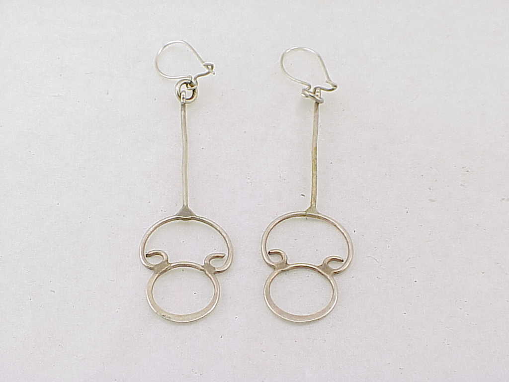 Celtic Design Long Dangling Hand Made Sterling Silver Pierced Earrings