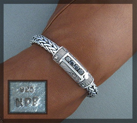 Natural Black Zircon Sterling Silver Bracelet Peggy V