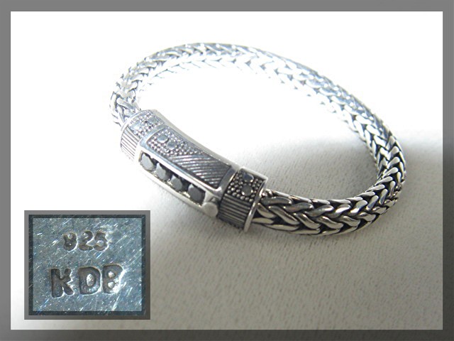 Natural Black Zircon Sterling Silver Bracelet Peggy V
