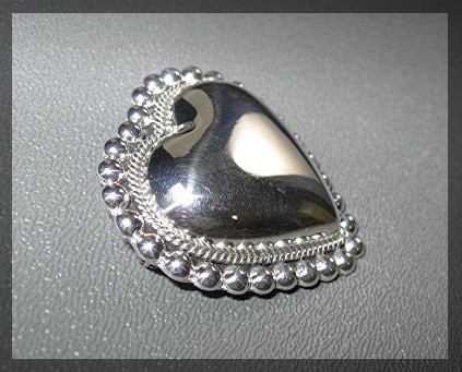 Sterling Silver Heart Brooch Pendant Mexico C 926