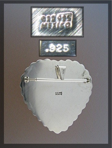 Sterling Silver Heart Brooch Pendant Mexico C 926