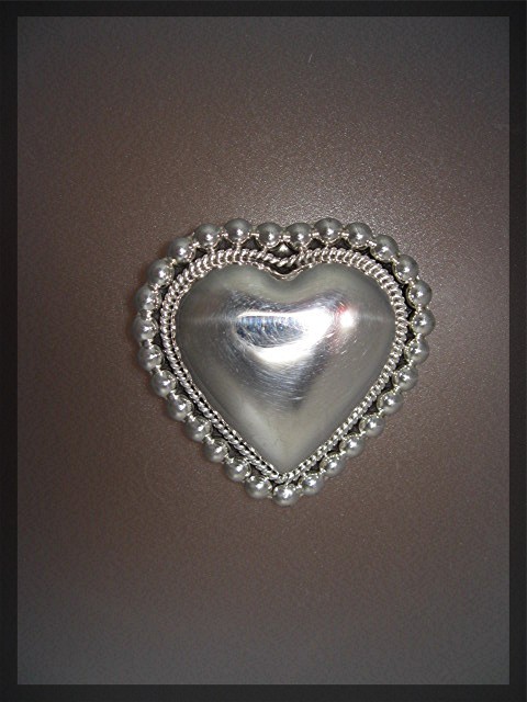 Sterling Silver Heart Brooch Pendant Mexico C 926