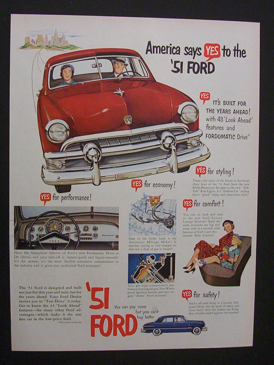 1951 Dual Ad:  Budweiser  Beer  &  1951  Ford