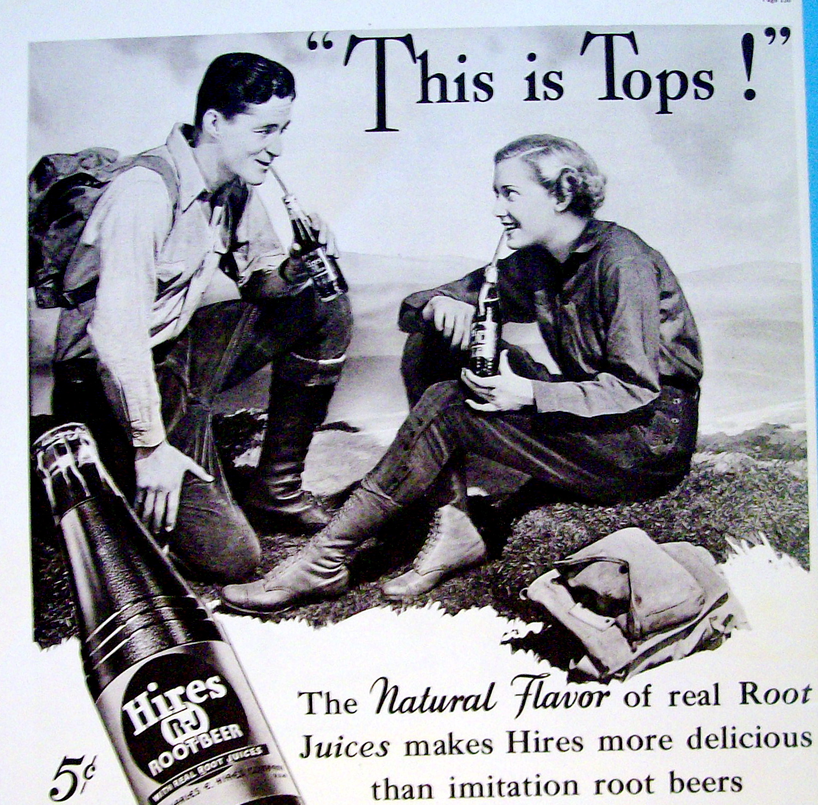 1937 Hires Root Beer with Man & Woman Talking