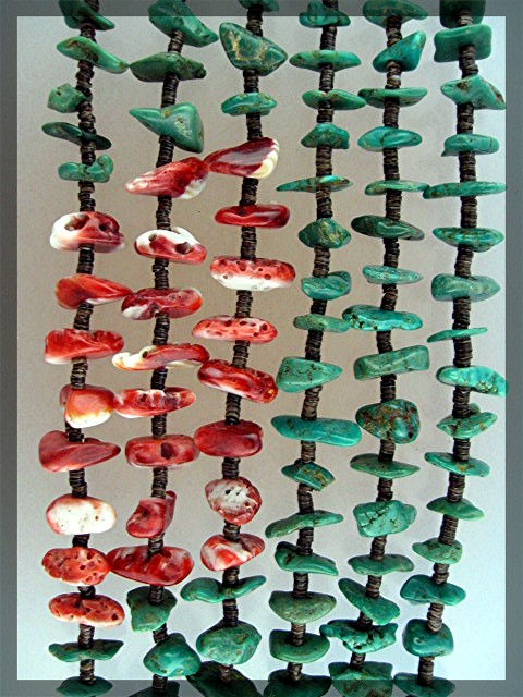 SANTO DOMINGO Green Turquoise Coral Heishi Necklace