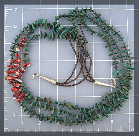 SANTO DOMINGO Green Turquoise Coral Heishi Necklace