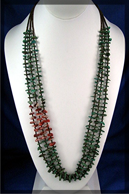 SANTO DOMINGO Green Turquoise Coral Heishi Necklace
