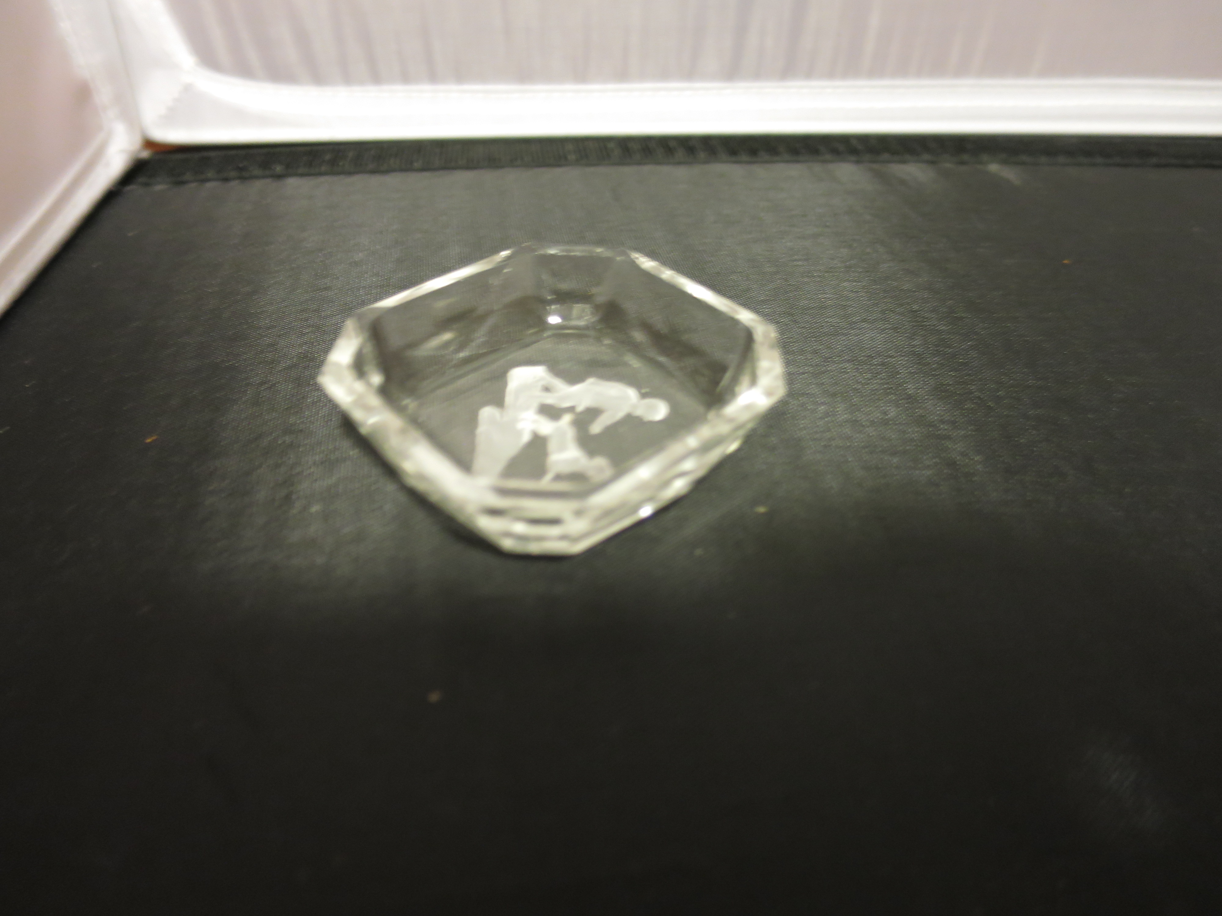 Crystal Clear Intaglio Salt Cellar Boy with Dog