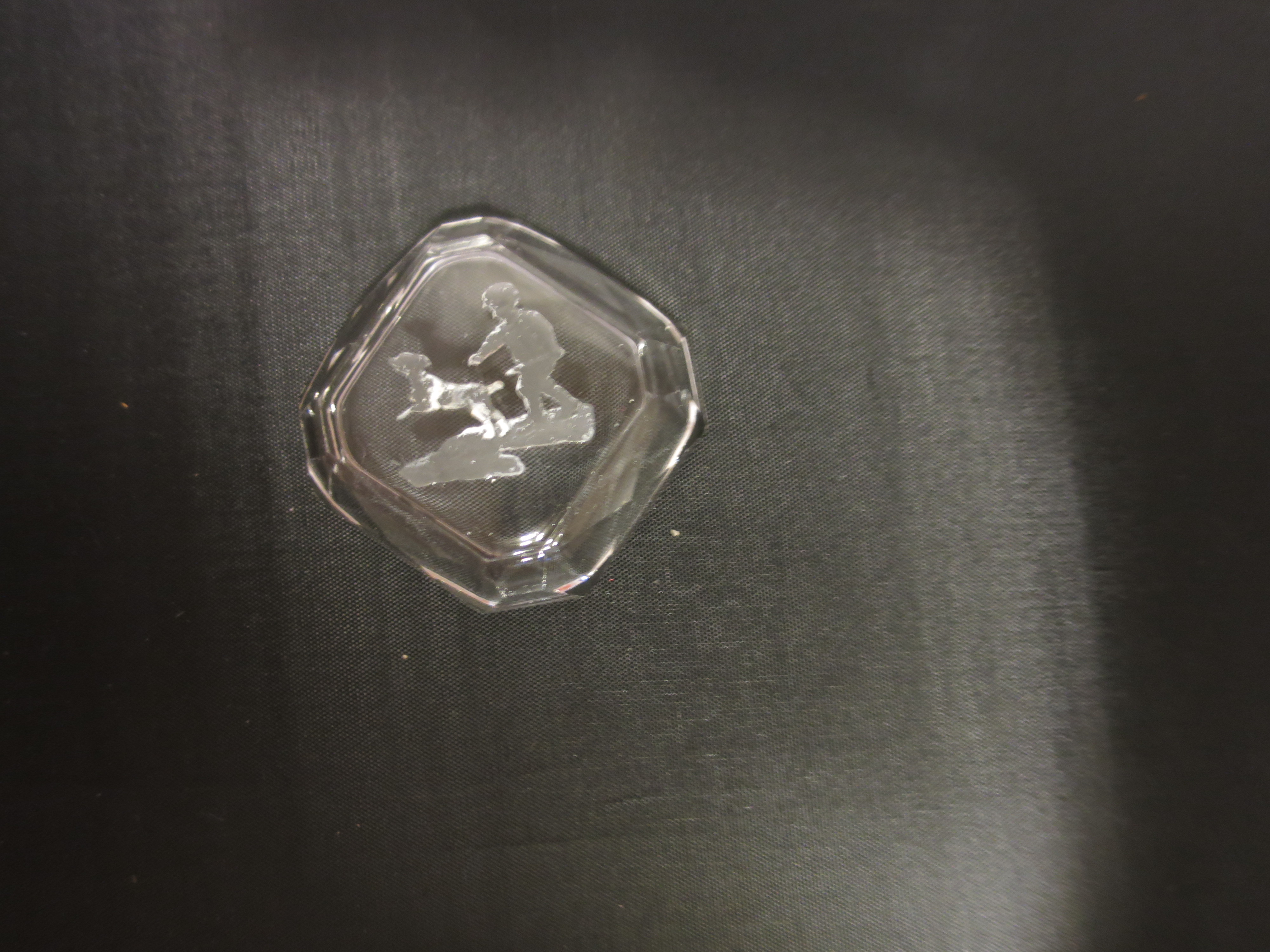 Crystal Clear Intaglio Salt Cellar Boy with Dog