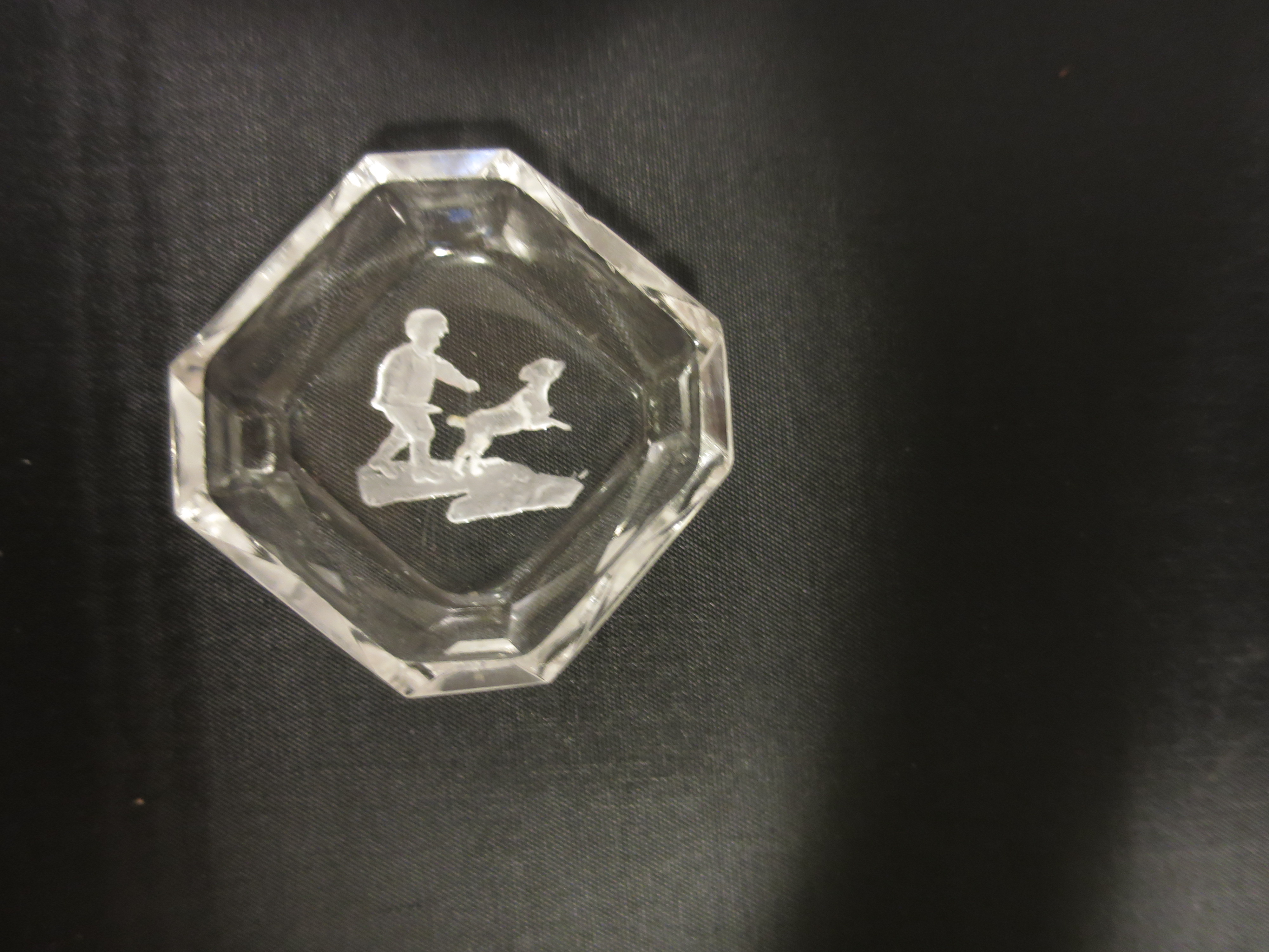Crystal Clear Intaglio Salt Cellar Boy with Dog