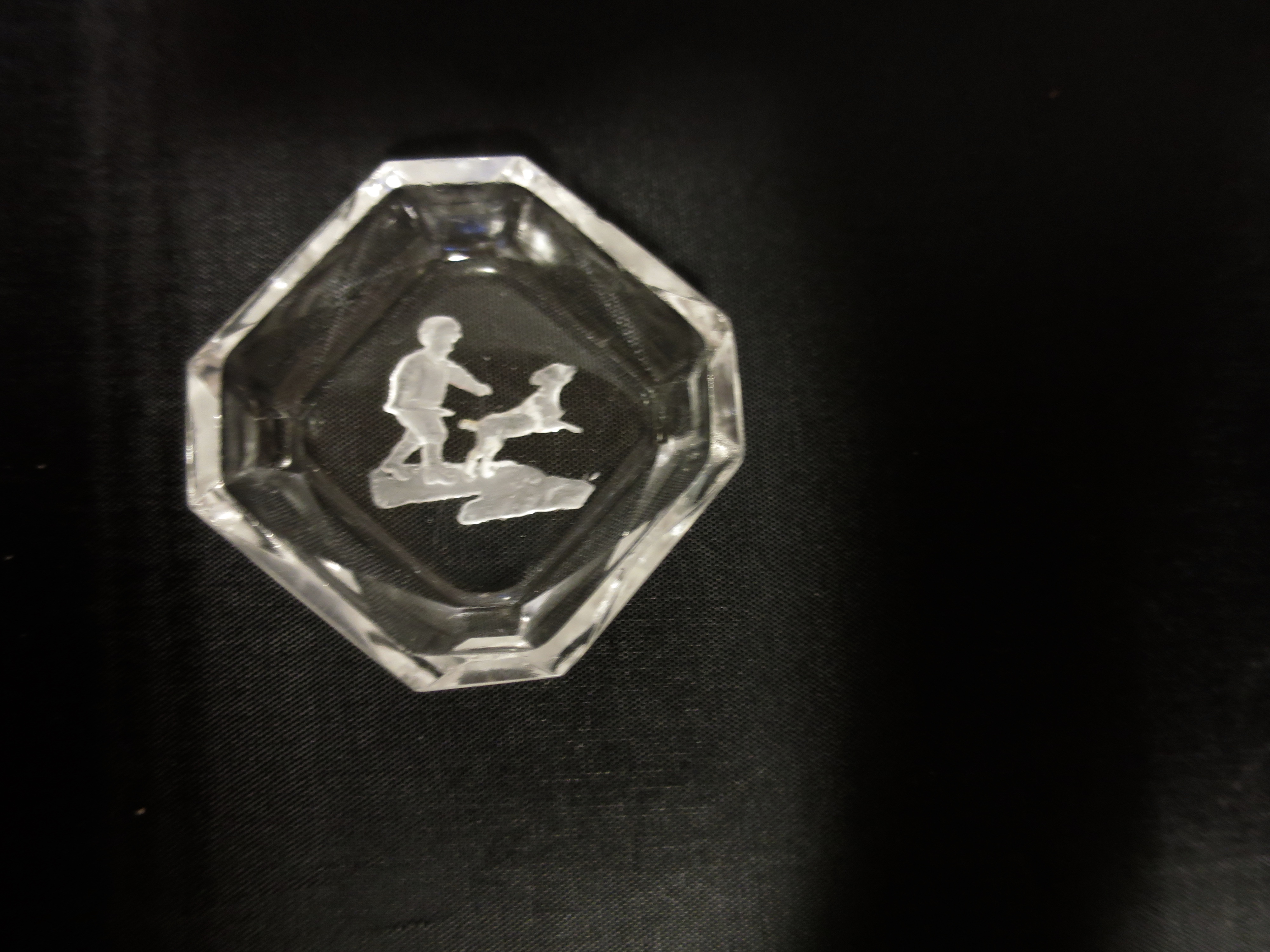 Crystal Clear Intaglio Salt Cellar Boy with Dog