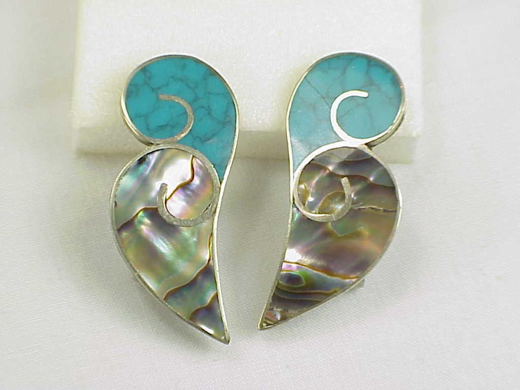 Signed Taxco Mexico 980 Silver Turquoise Necklace Bracelet Earrings