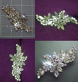 Crystal brooch pin marquise and rounds Vintage