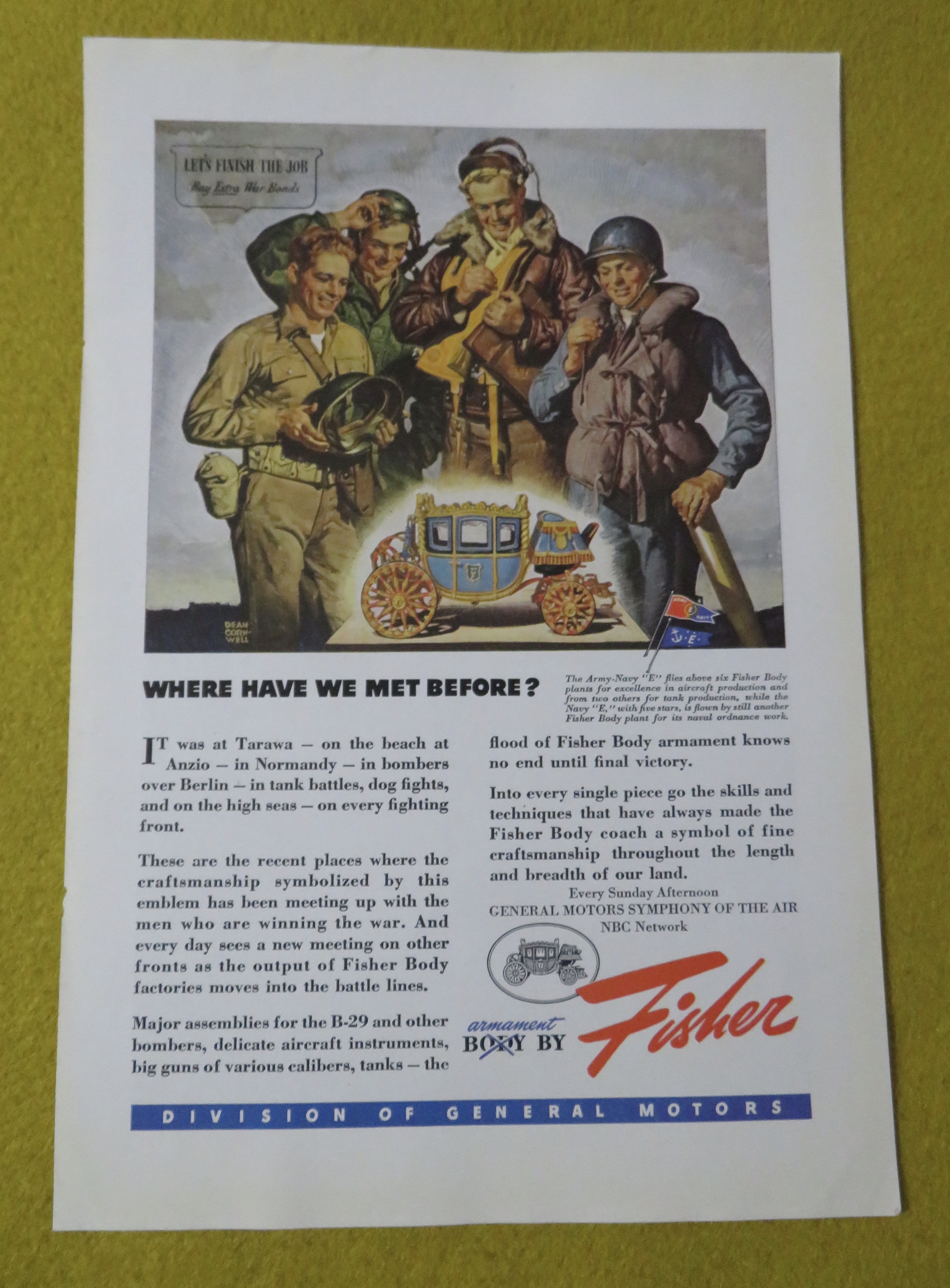 1945 Body By Fisher By Dean Cornwell with Soldiers