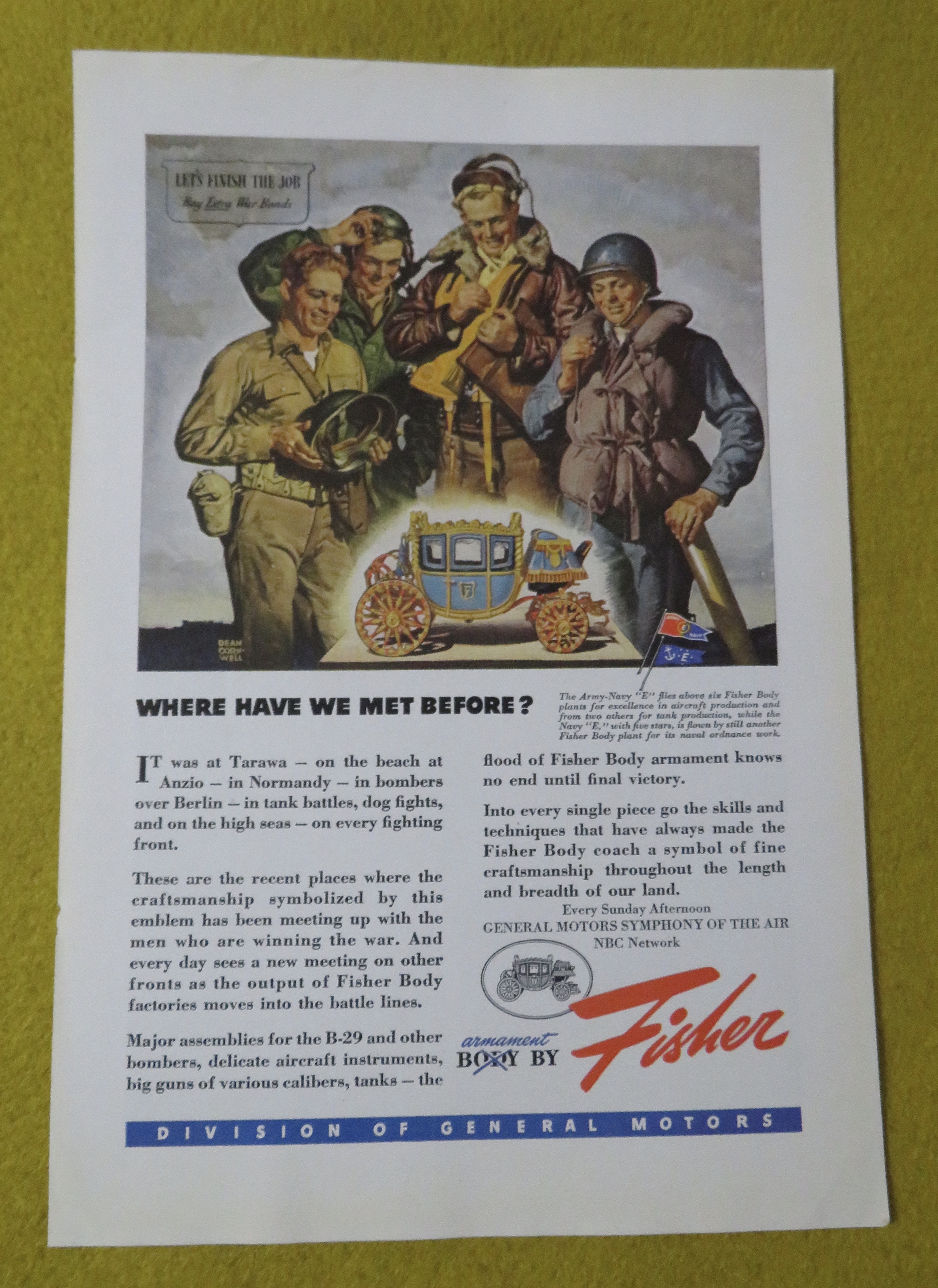 1945 Body By Fisher By Dean Cornwell with Soldiers