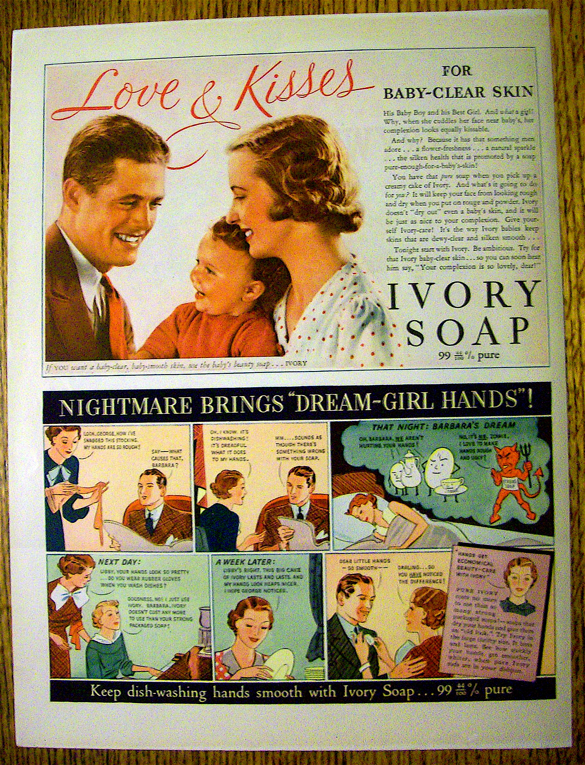 1936 Ivory Soap with Dream Girl Hands & Love And Kisses