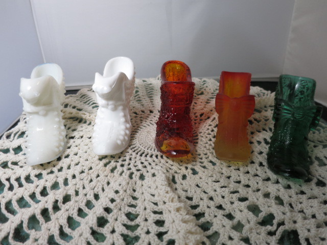 Fenton Slipper Shoe Cat Hobnail Milk Glass Early 1900s