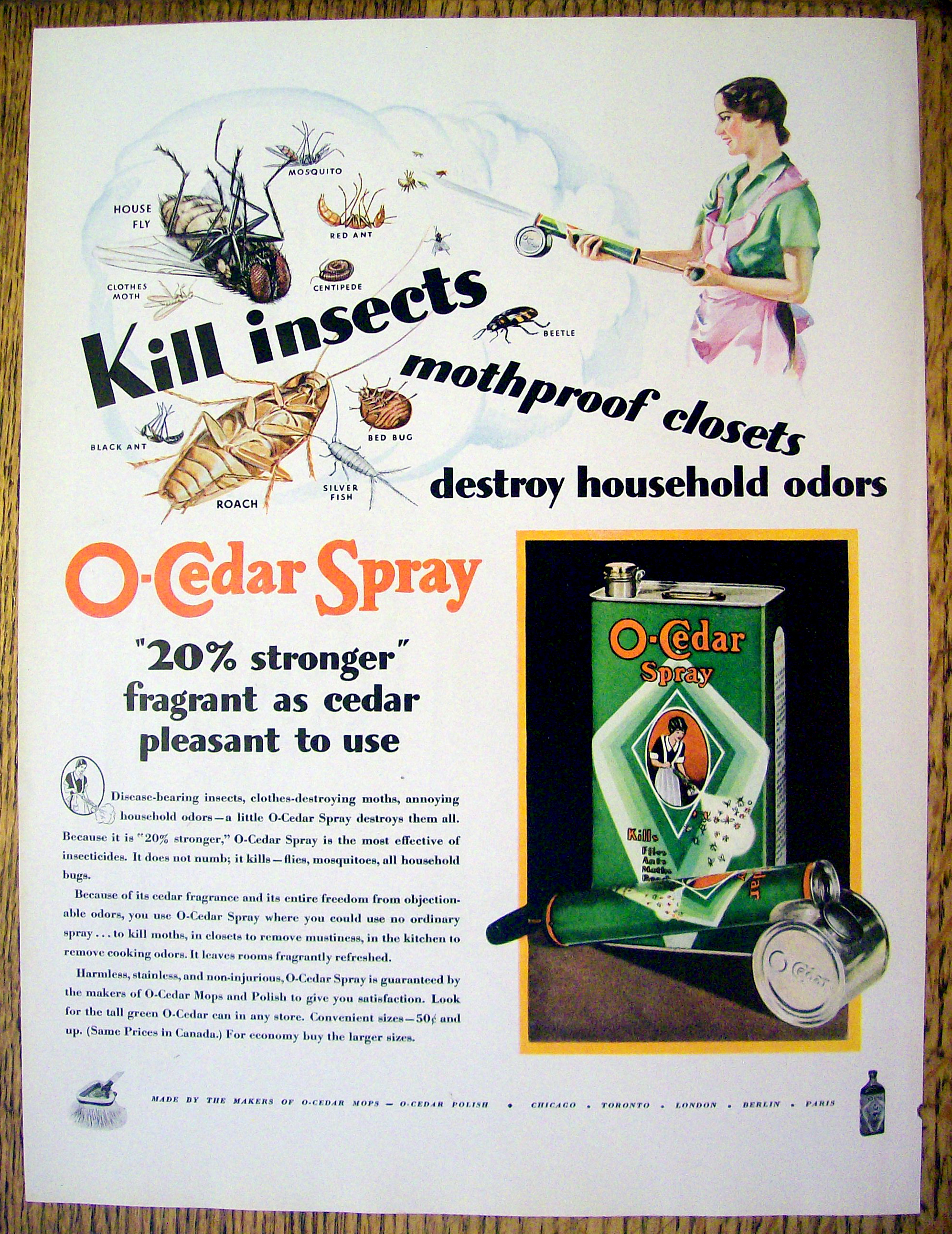1931 O-Cedar Spray with Woman Spraying Insects
