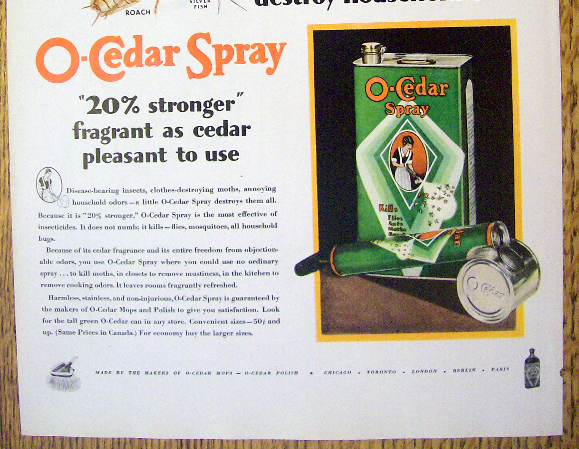 1931 O-Cedar Spray with Woman Spraying Insects