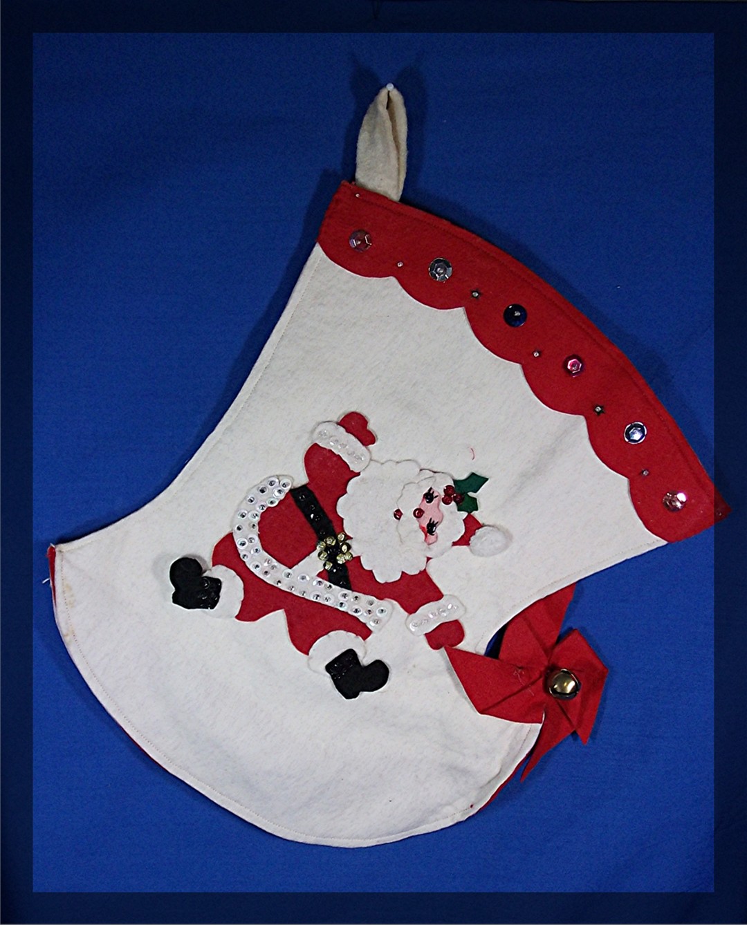 Christmas Stocking, hand made, Vintage felt Santa