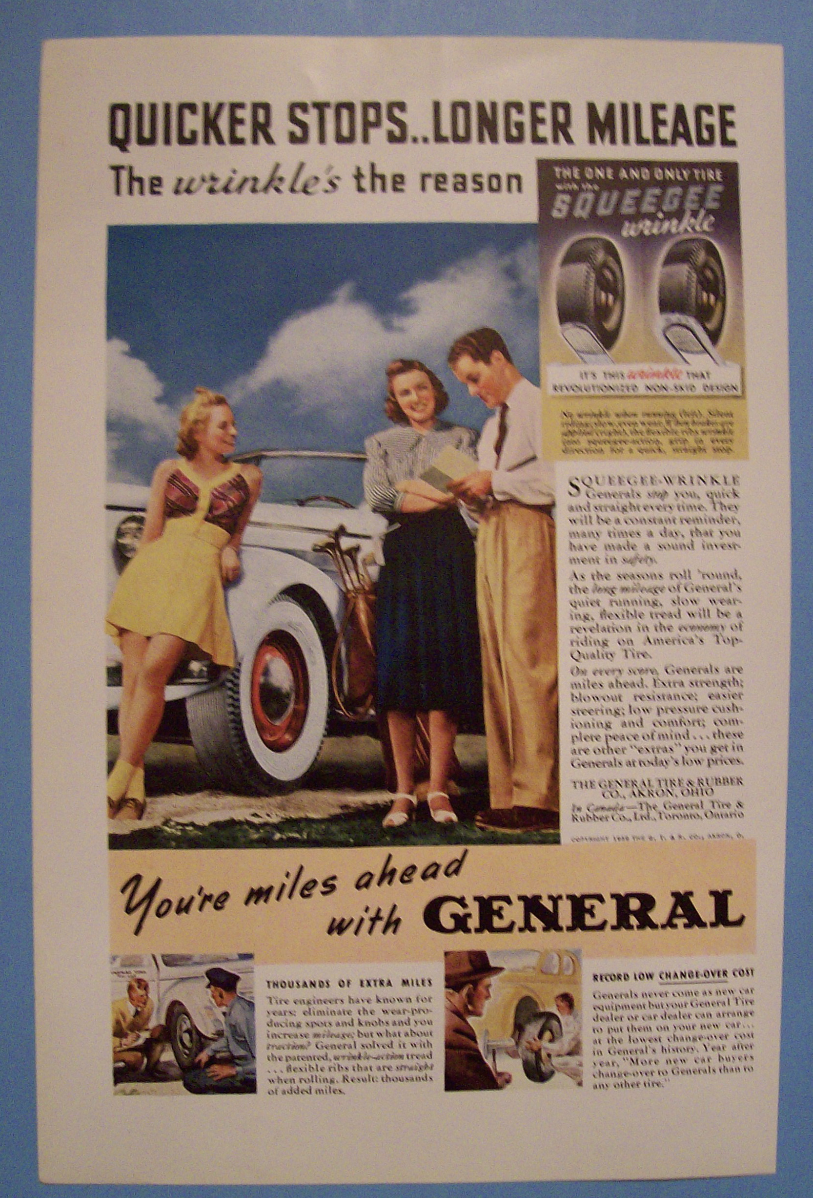 1939 General Tires with Two Women Talking with Man
