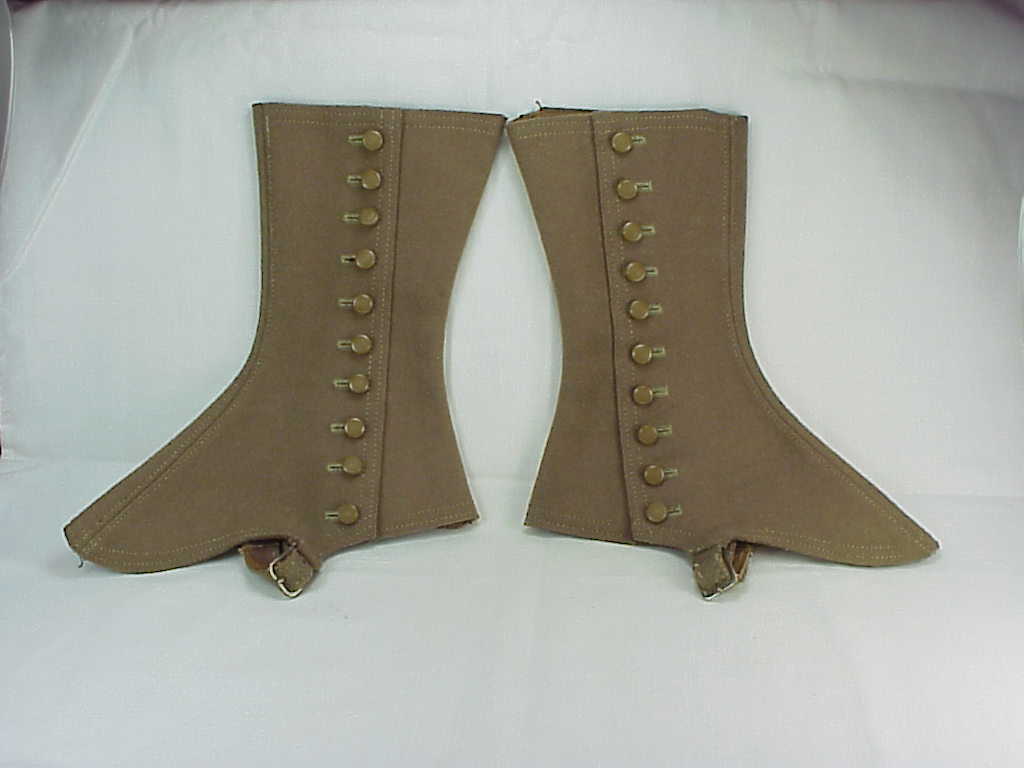 Antique Victorian Edwardian Steampunk Brown Wool Shoe Leg Spats