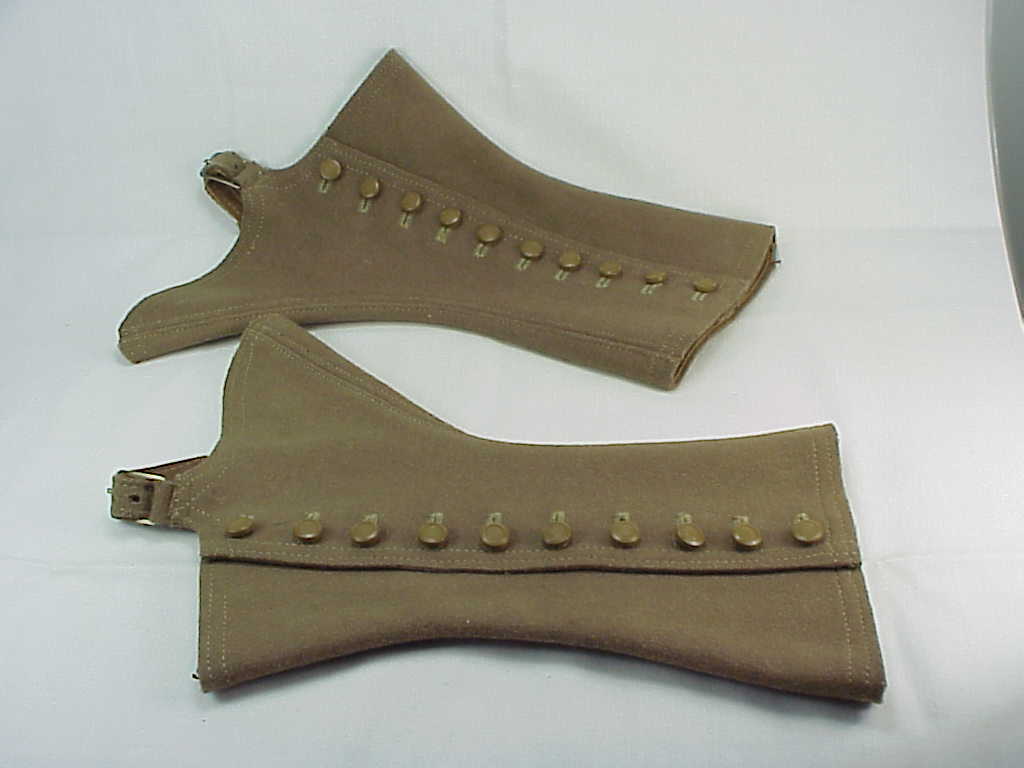 Antique Victorian Edwardian Steampunk Brown Wool Shoe Leg Spats