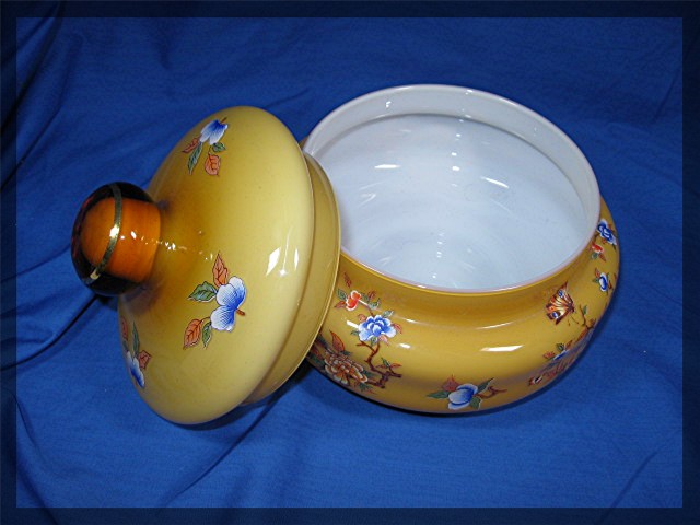 Candy Jar Amber Color Glass with Flowers