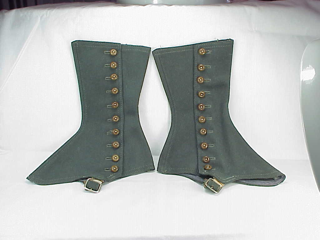 Antique Victorian Edwardian Steampunk Grey Wool Shoe Leg Spats