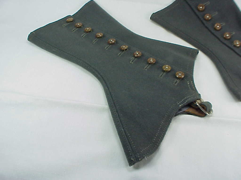 Antique Victorian Edwardian Steampunk Grey Wool Shoe Leg Spats
