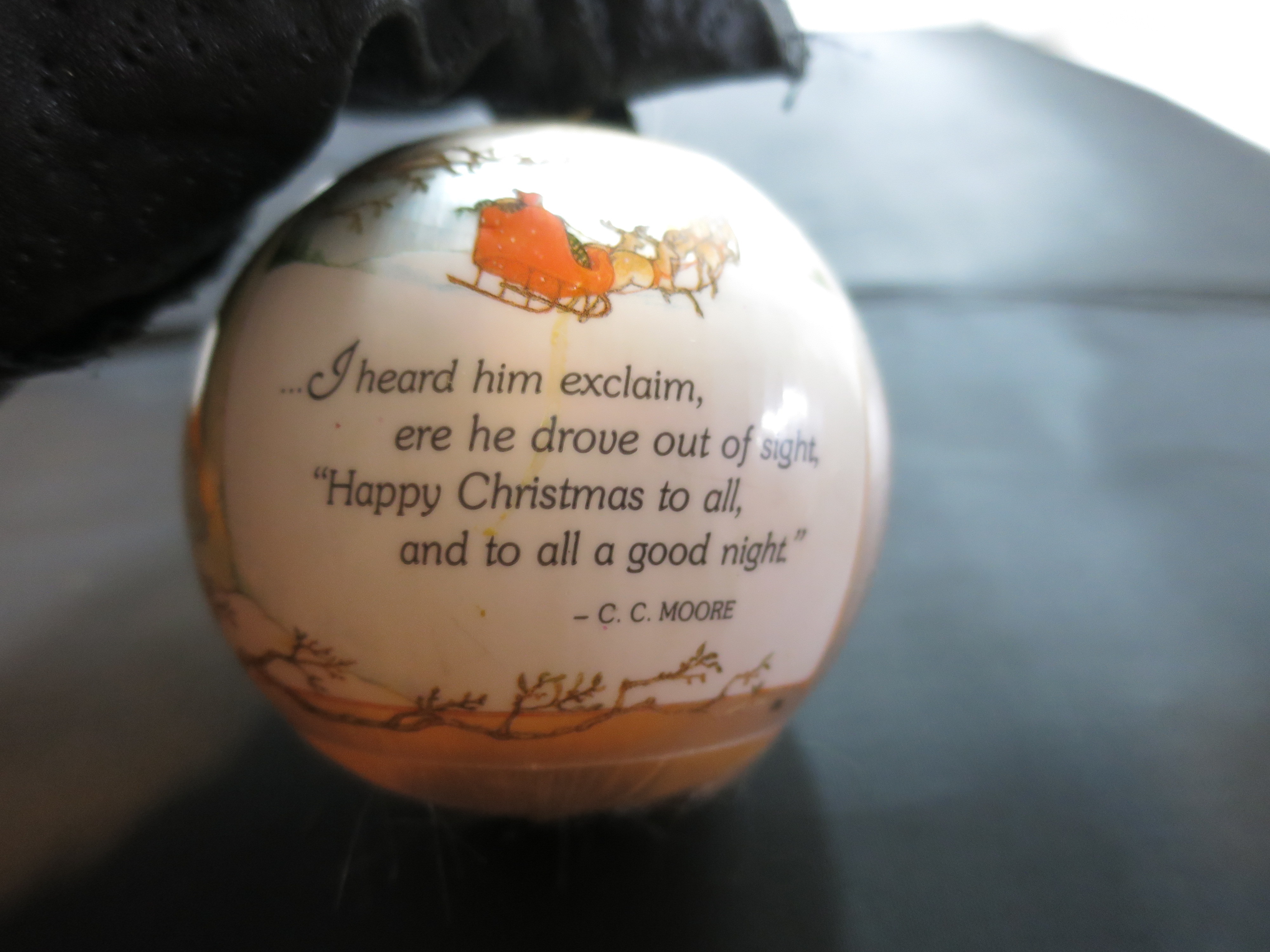 C.C. Moore Satin Ball Christmas Ornament 1979  I Heard him