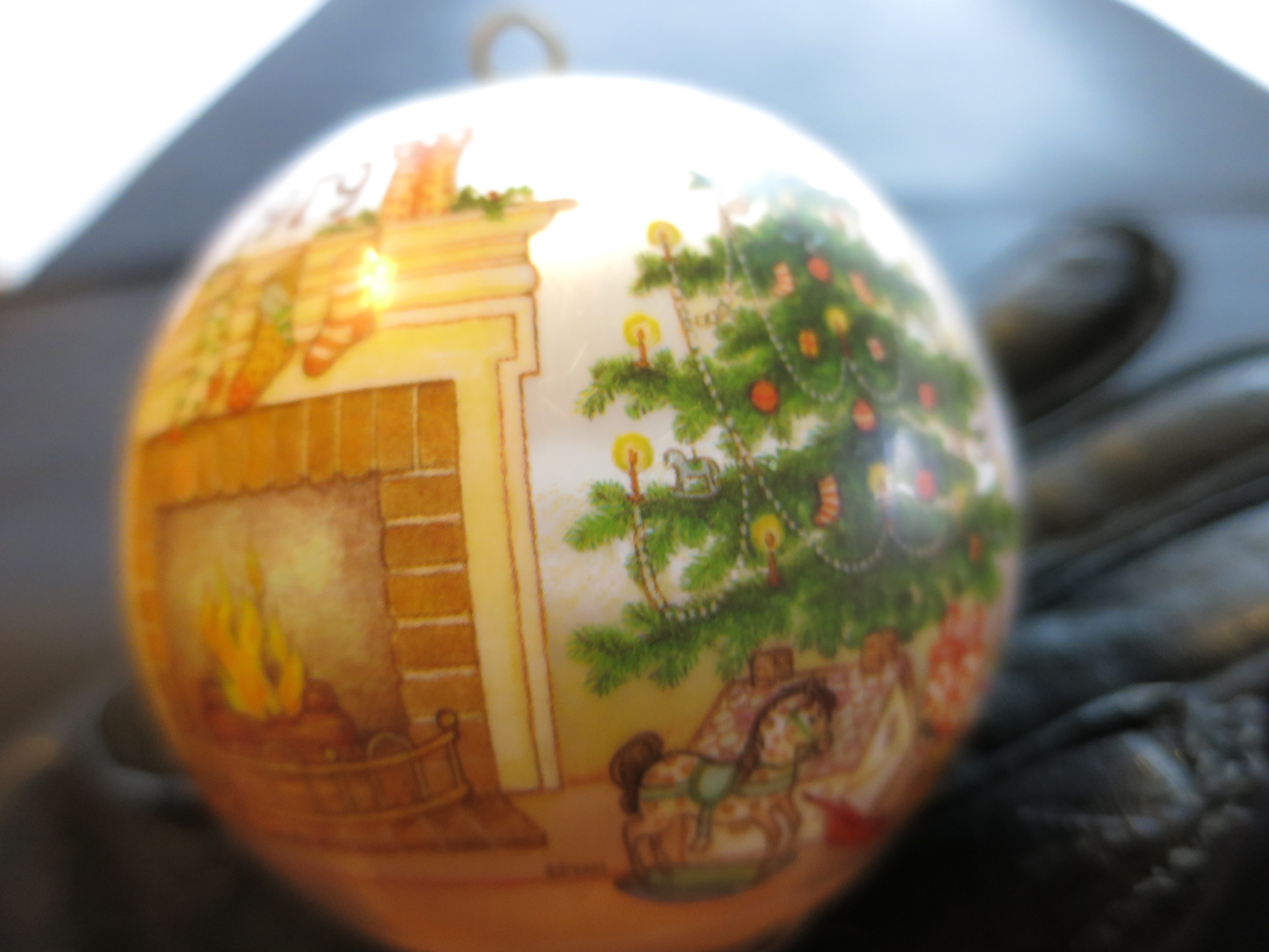 C.C. Moore Satin Ball Christmas Ornament 1979  I Heard him