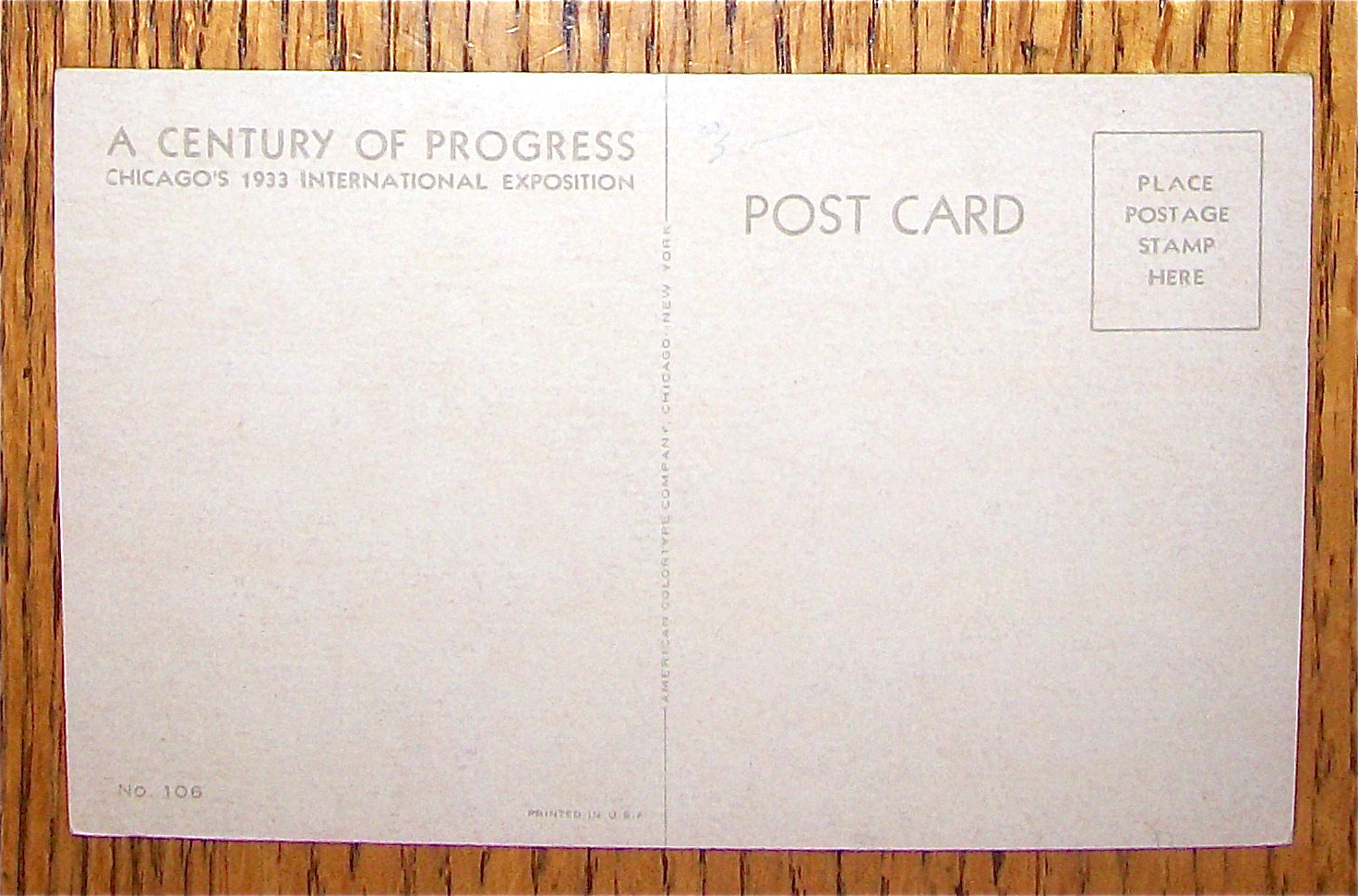 Replica Of Fort Dearborn Postcard (Century Of Progress)