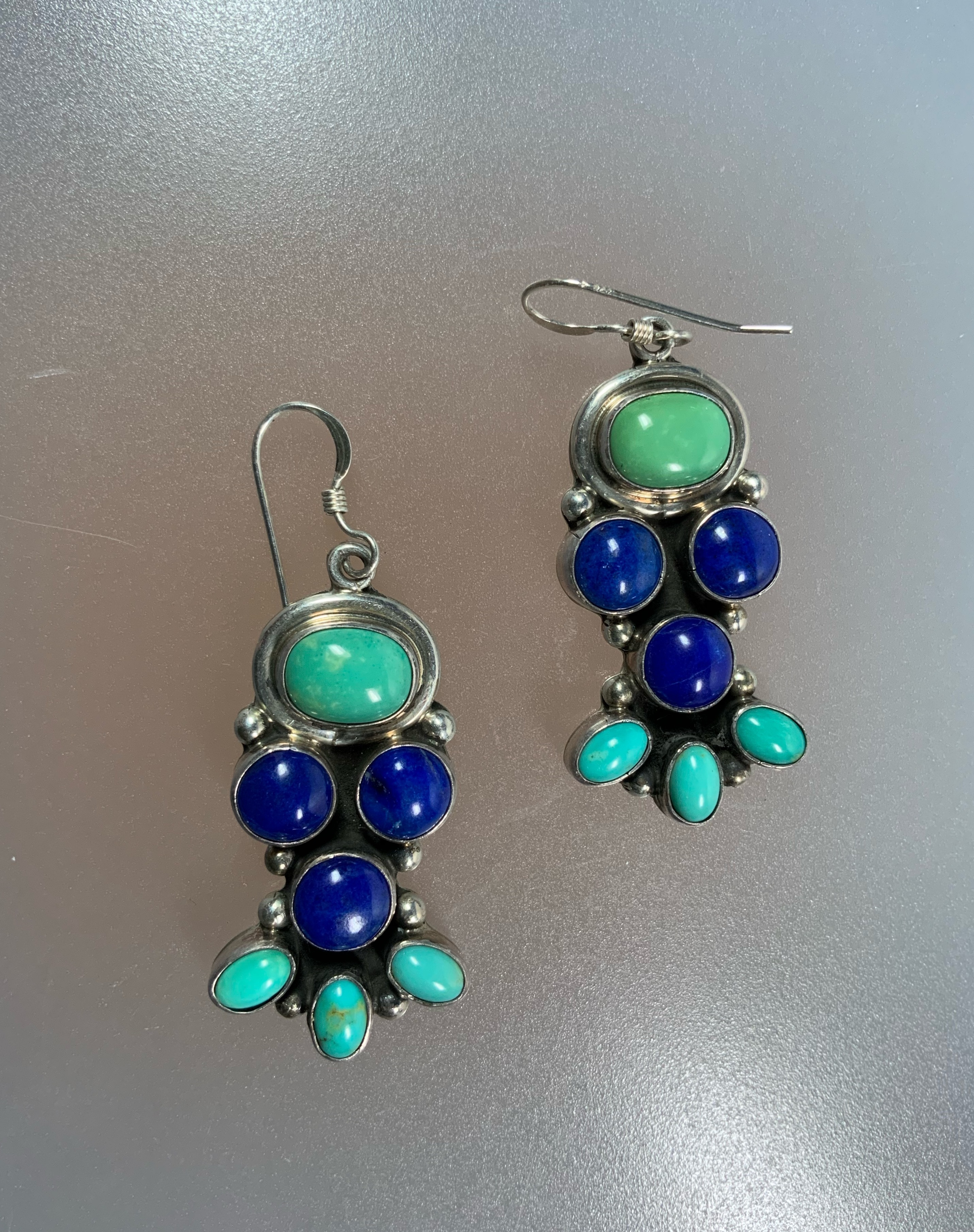 Dan Dodson Sterling Silver Kingman Turquoise Lapis Ears
