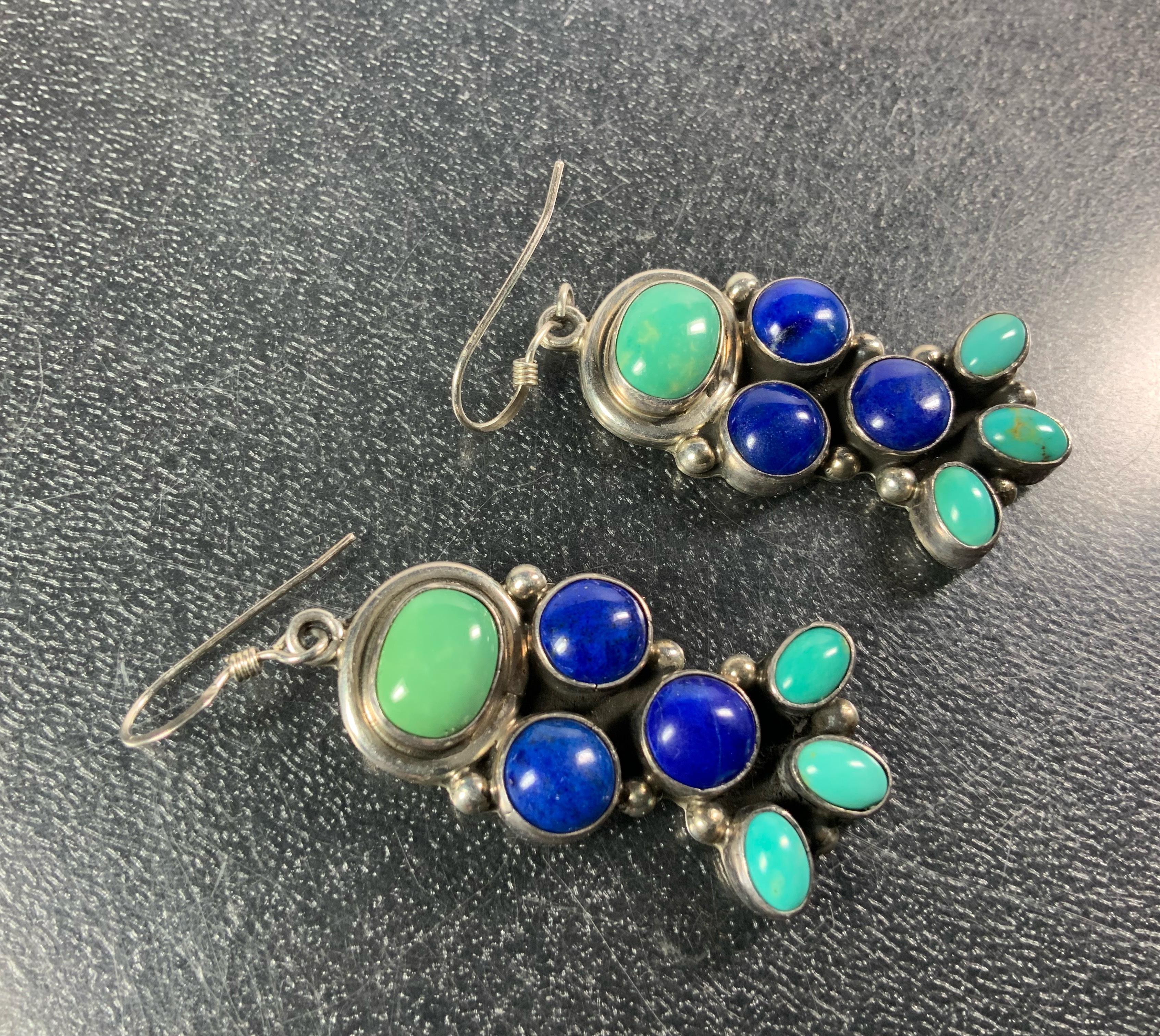 Dan Dodson Sterling Silver Kingman Turquoise Lapis Ears