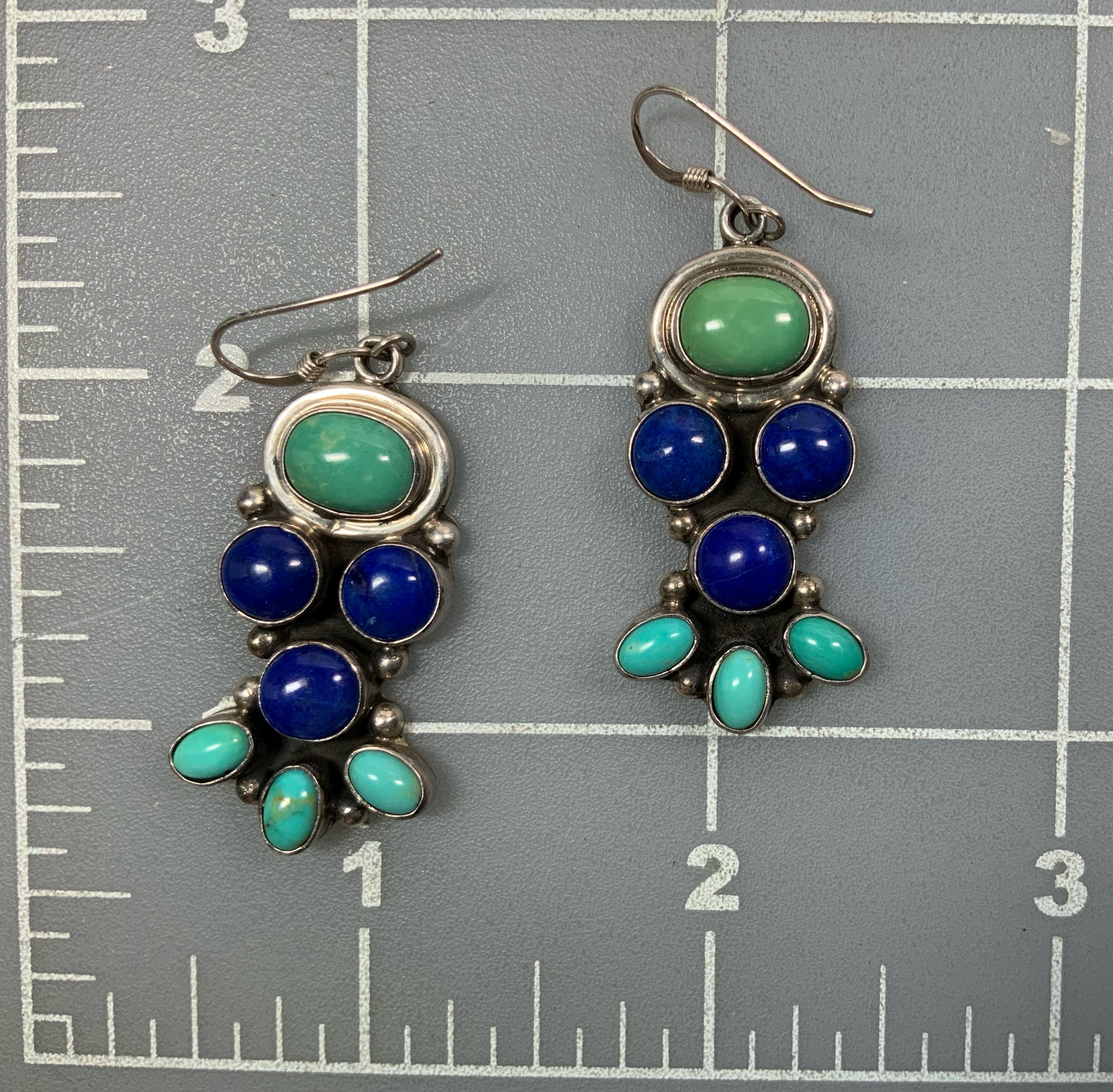 Dan Dodson Sterling Silver Kingman Turquoise Lapis Ears