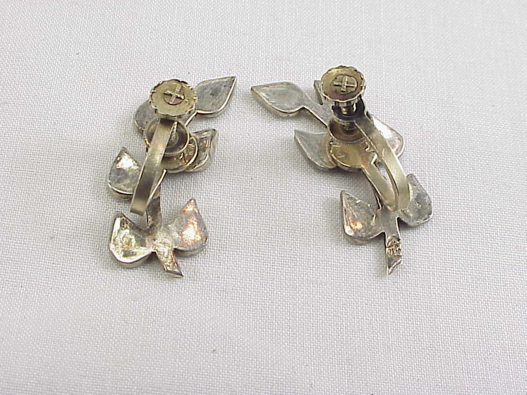 Signed Taxco Mexican Sterling Silver Turquoise Brooch & Earrings Set
