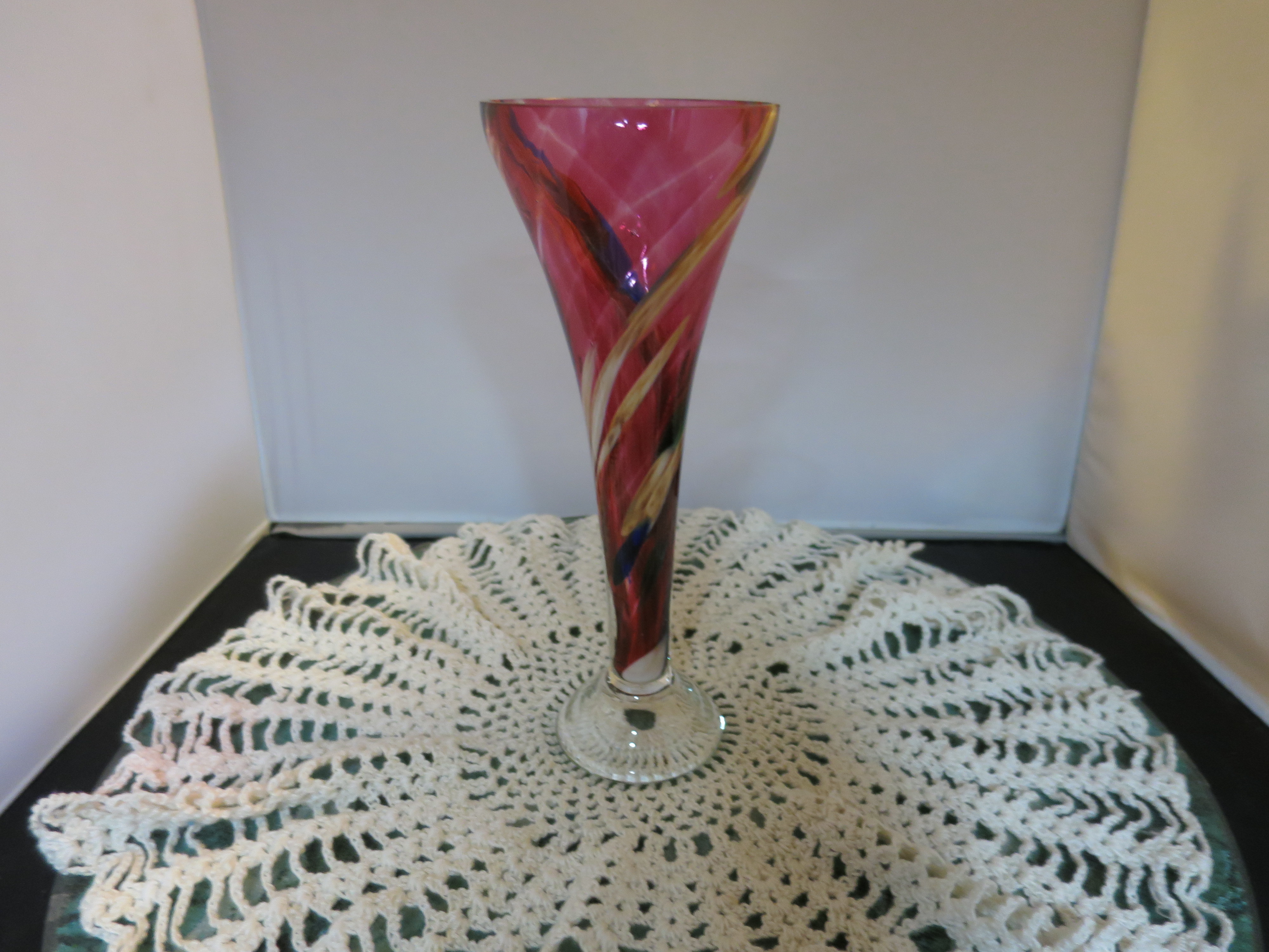Blown End of Day Art Glass Footed Vase Beer Glass Egg Cup Candle