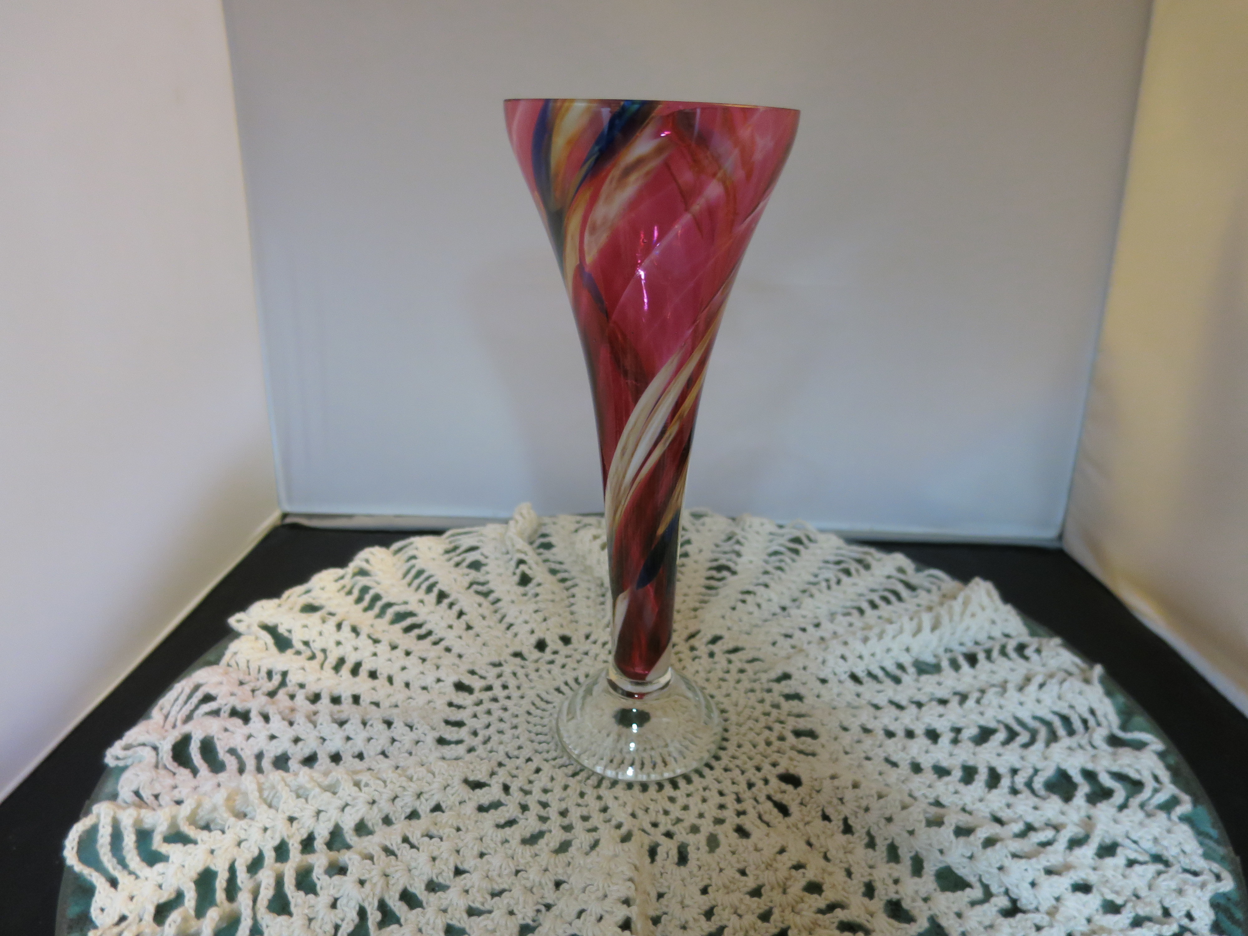 Blown End of Day Art Glass Footed Vase Beer Glass Egg Cup Candle