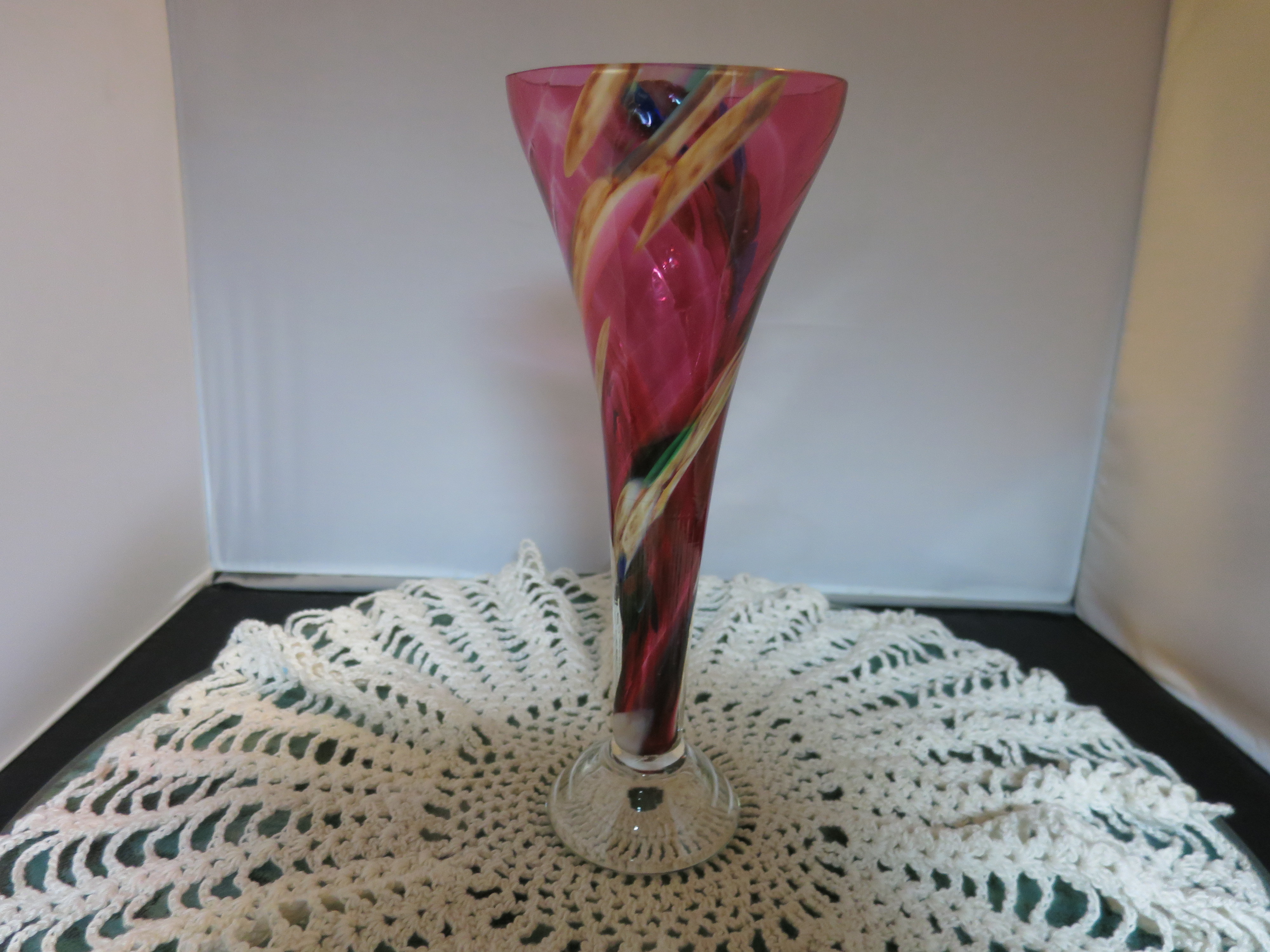 Blown End of Day Art Glass Footed Vase Beer Glass Egg Cup Candle