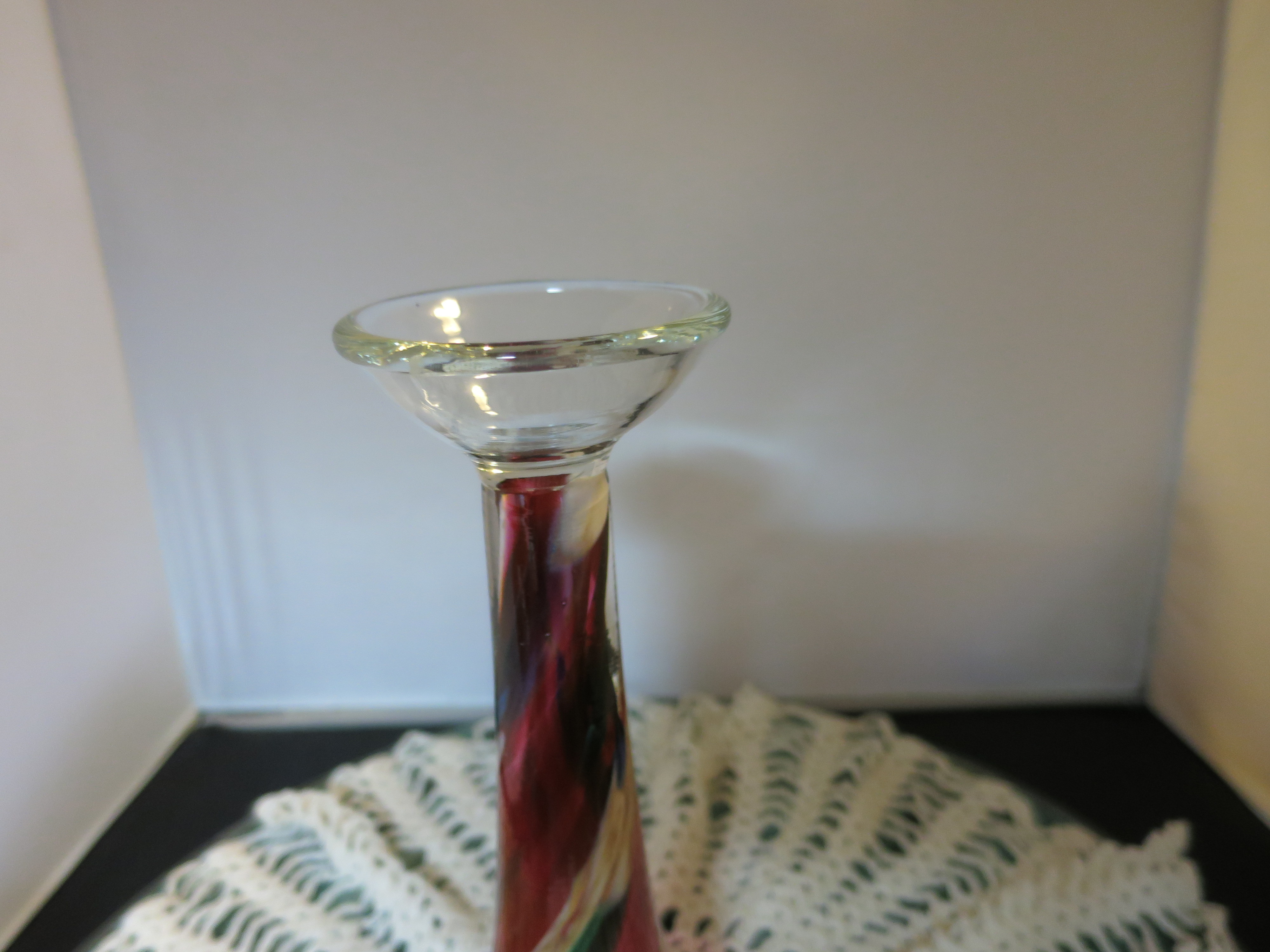 Blown End of Day Art Glass Footed Vase Beer Glass Egg Cup Candle