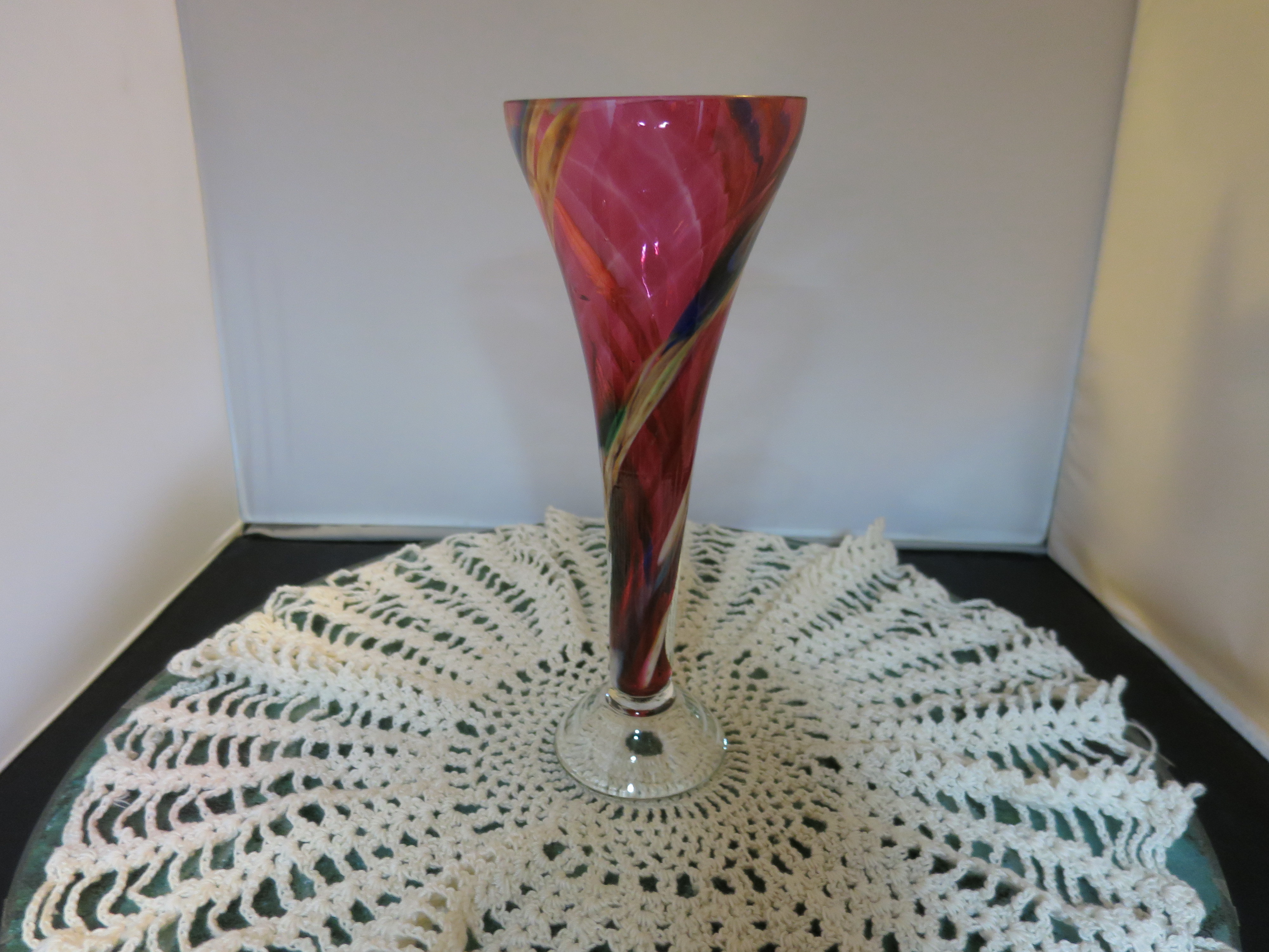 Blown End of Day Art Glass Footed Vase Beer Glass Egg Cup Candle