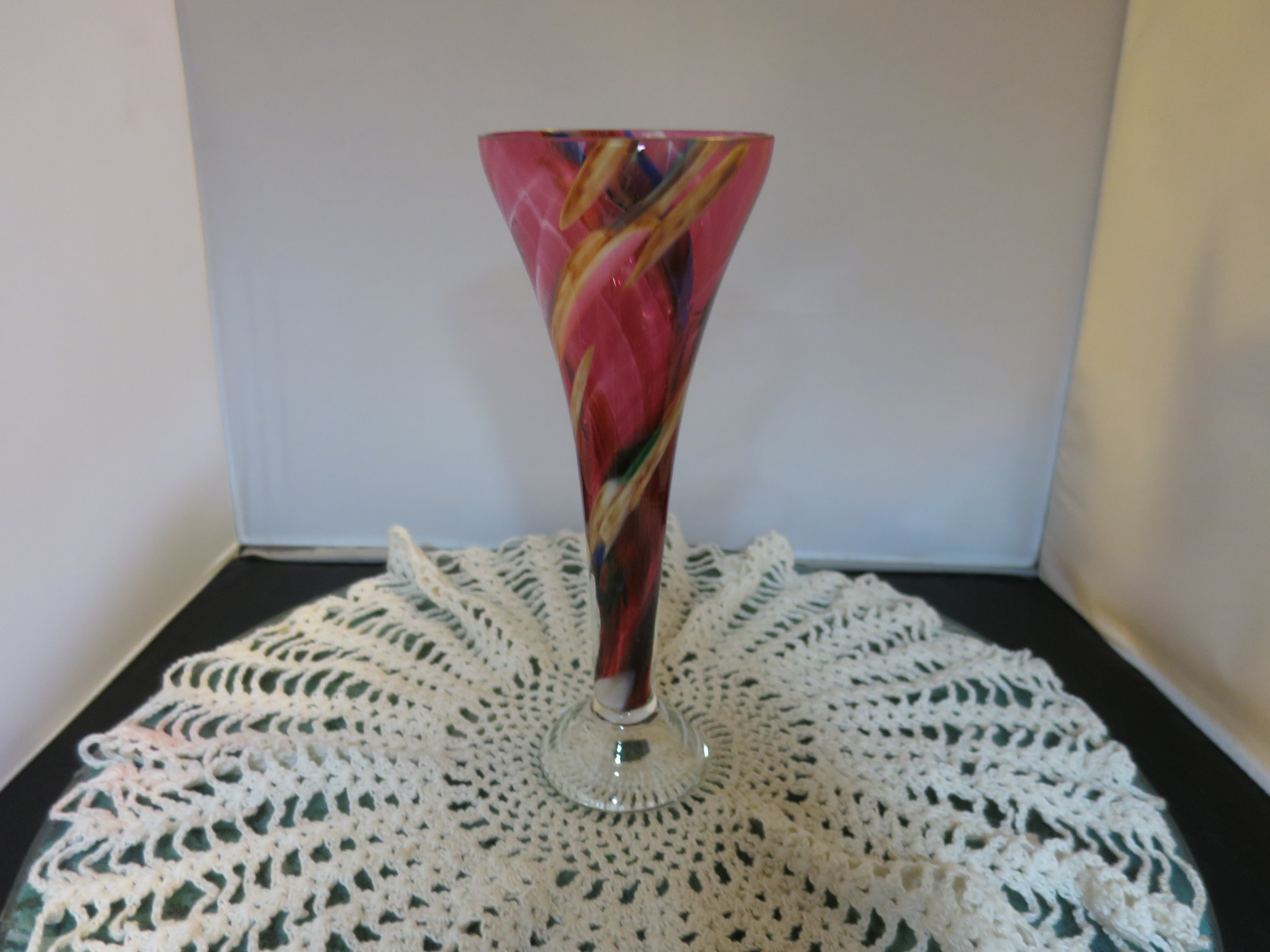 Blown End of Day Art Glass Footed Vase Beer Glass Egg Cup Candle
