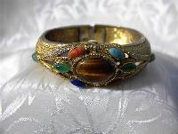 Gemstone Goldtone Bangle Bracelet Watch